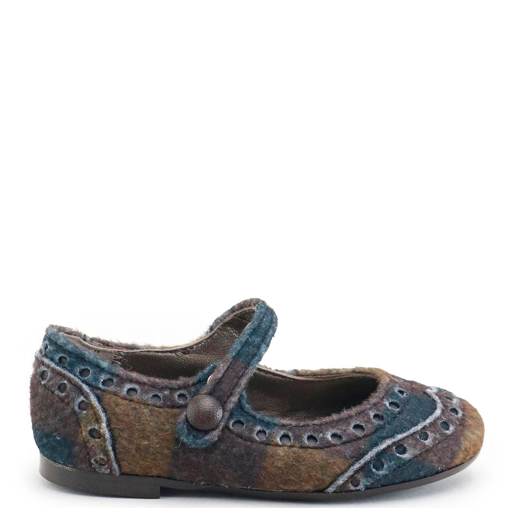 Stylish Brown Plaid Wool Wingtip Mary Jane Shoes for Women | Vintage-Inspired Comfort & Elegance | Perfect for Office, Parties & Special Occasions