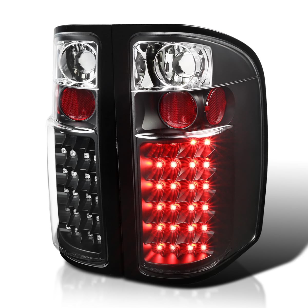 Spec-D Tuning Black LED Tail Lights for 2007-2013 Chevy Silverado 1500/2500HD/3500HD - Left & Right Pair Assembly - Enhanced Visibility & Style for Night Driving & Custom Truck Upgrades