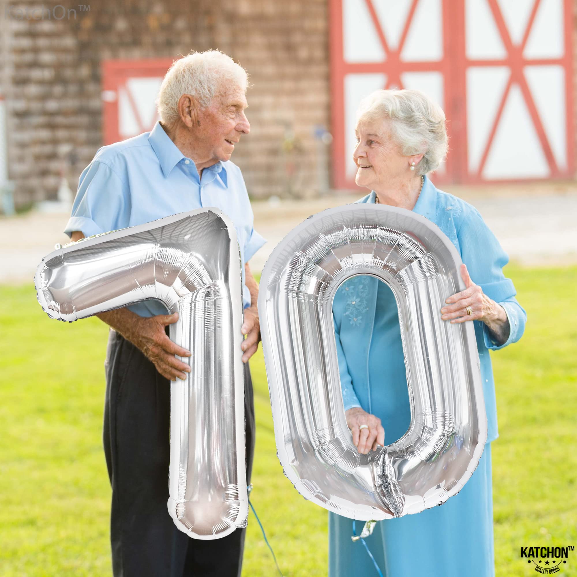 KatchOn Giant 40-Inch Silver 70 Balloon Numbers for 70th Birthday Party Decorations | Large Metallic Balloon Set for Milestone Celebrations, Anniversaries & Retirement Parties | Perfect for Photo Backdrops, Wall Decor & Event Centerpieces