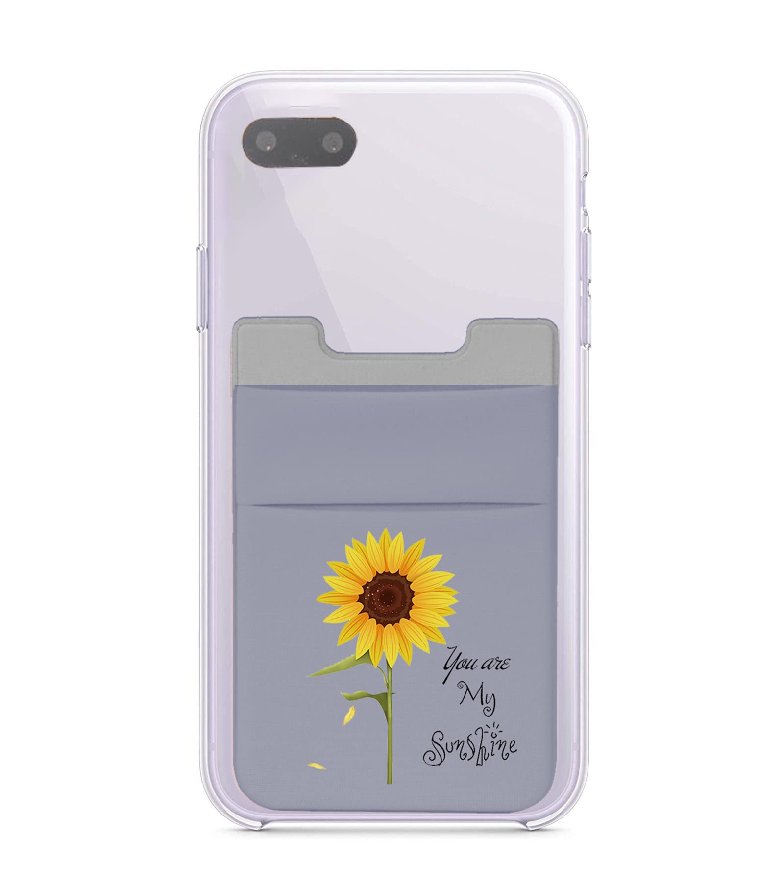 Stretchy Sunflower Phone Card Holder - Adhesive Phone Wallet Sleeve for Credit Cards, Business Cards, ID & Keys | Perfect for Hands-Free Shopping, Commuting & Travel Accessories