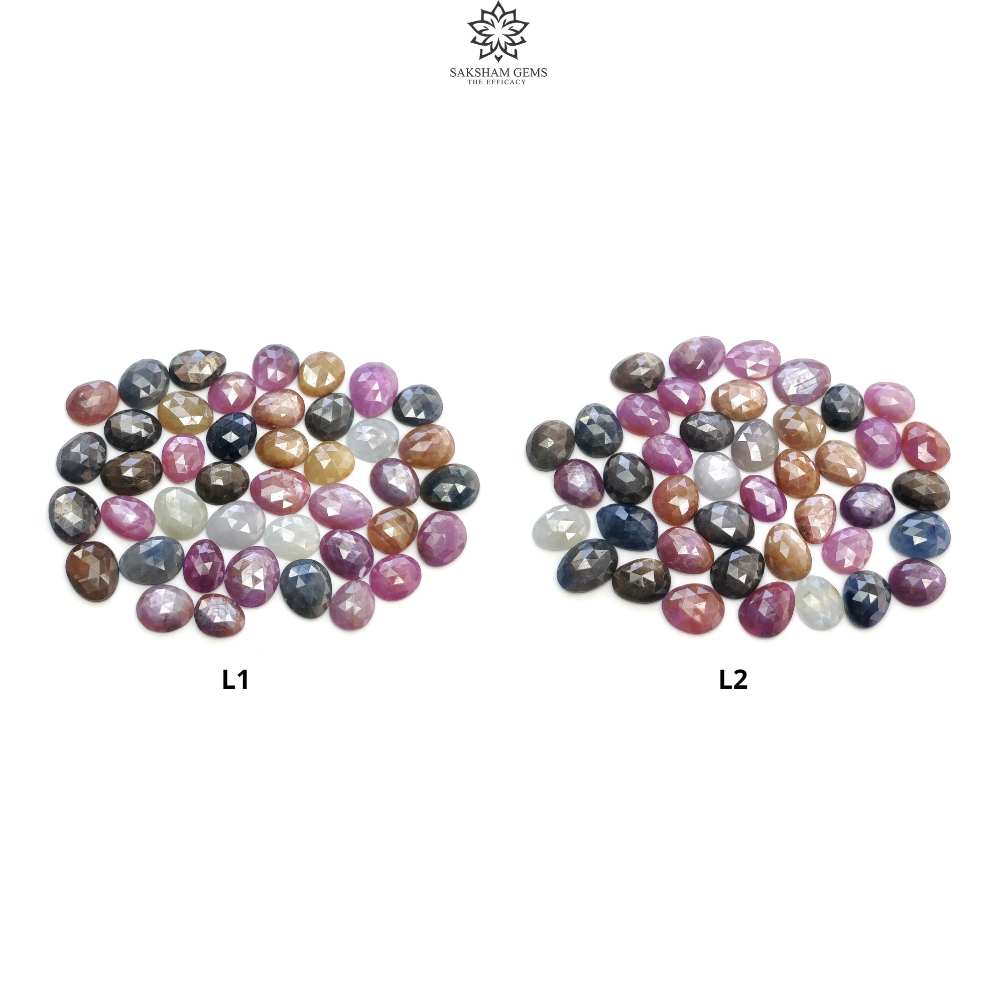 Natural Untreated Multi-Color Sapphire Gemstone Lot - Rose Cut Egg Shape for Jewelry Making, Engagement Rings & Healing Crystals | Wholesale Bulk Gems for DIY Crafting