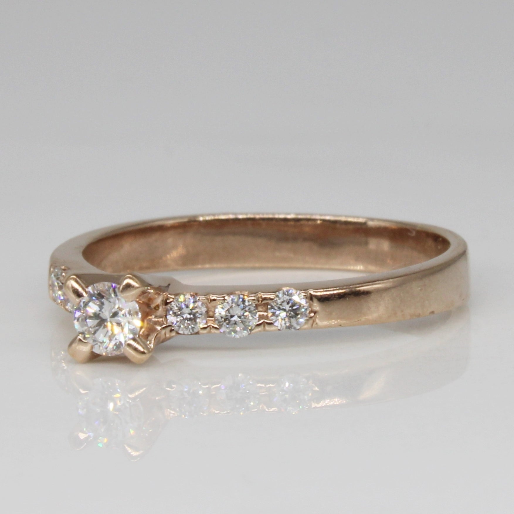 Petite Rose Gold Diamond Ring - 0.20ctw Natural Diamond Engagement Ring for Women, Size 5.75 | Perfect for Wedding, Anniversary & Valentine's Day Gifts