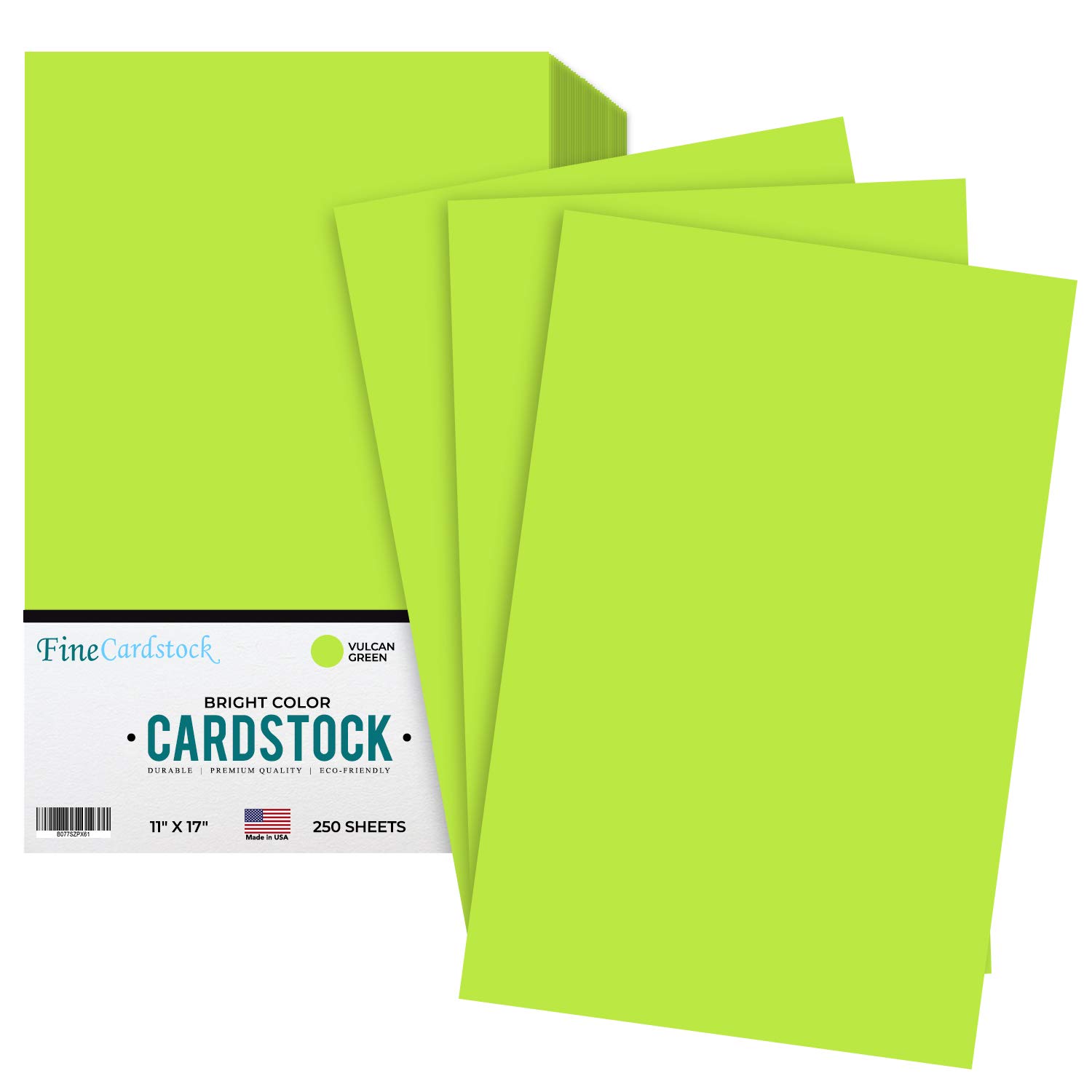 Premium 65-lb Thick Cardstock Paper - 250 Sheets Pack | Acid-Free & Lignin-Free Vulcan Green Card Stock | 11