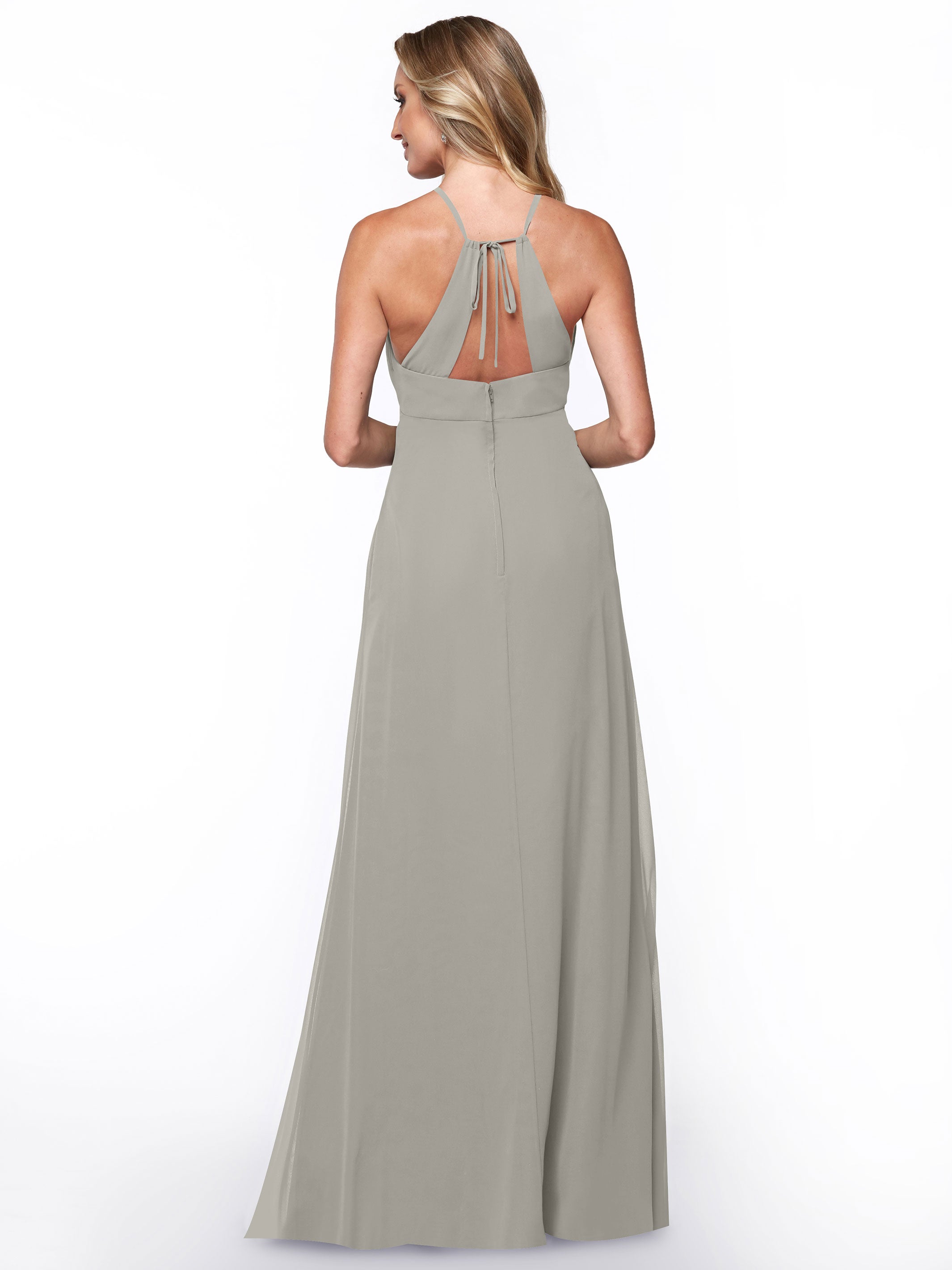 Elegant A-Line Chiffon Bridesmaid Dress with Keyhole Halter Neckline - Perfect for Weddings, Formal Events & Special Occasions