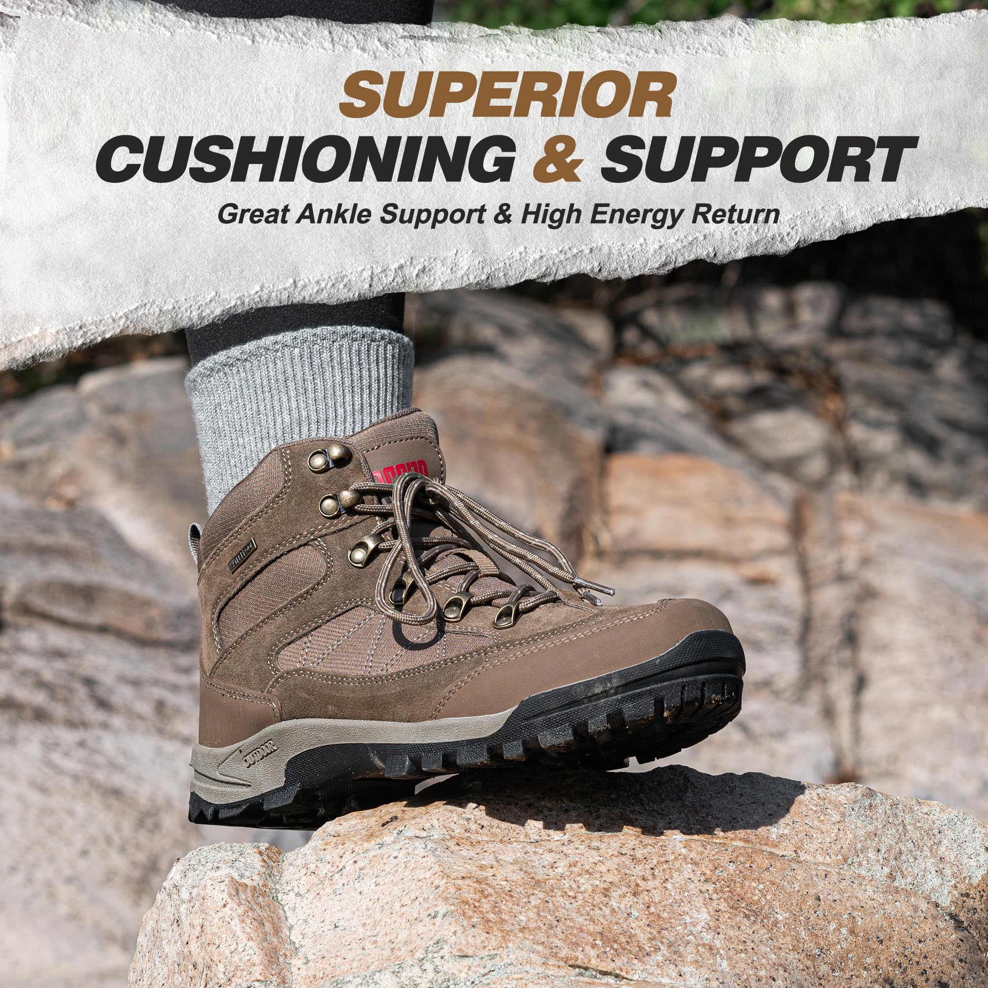 **R CORD Women's Waterproof Hiking Boots with Ankle Support – Breathable, Non-Slip & Durable Backpacking Boots for Outdoor Adventures, Trail Walking & Camping**