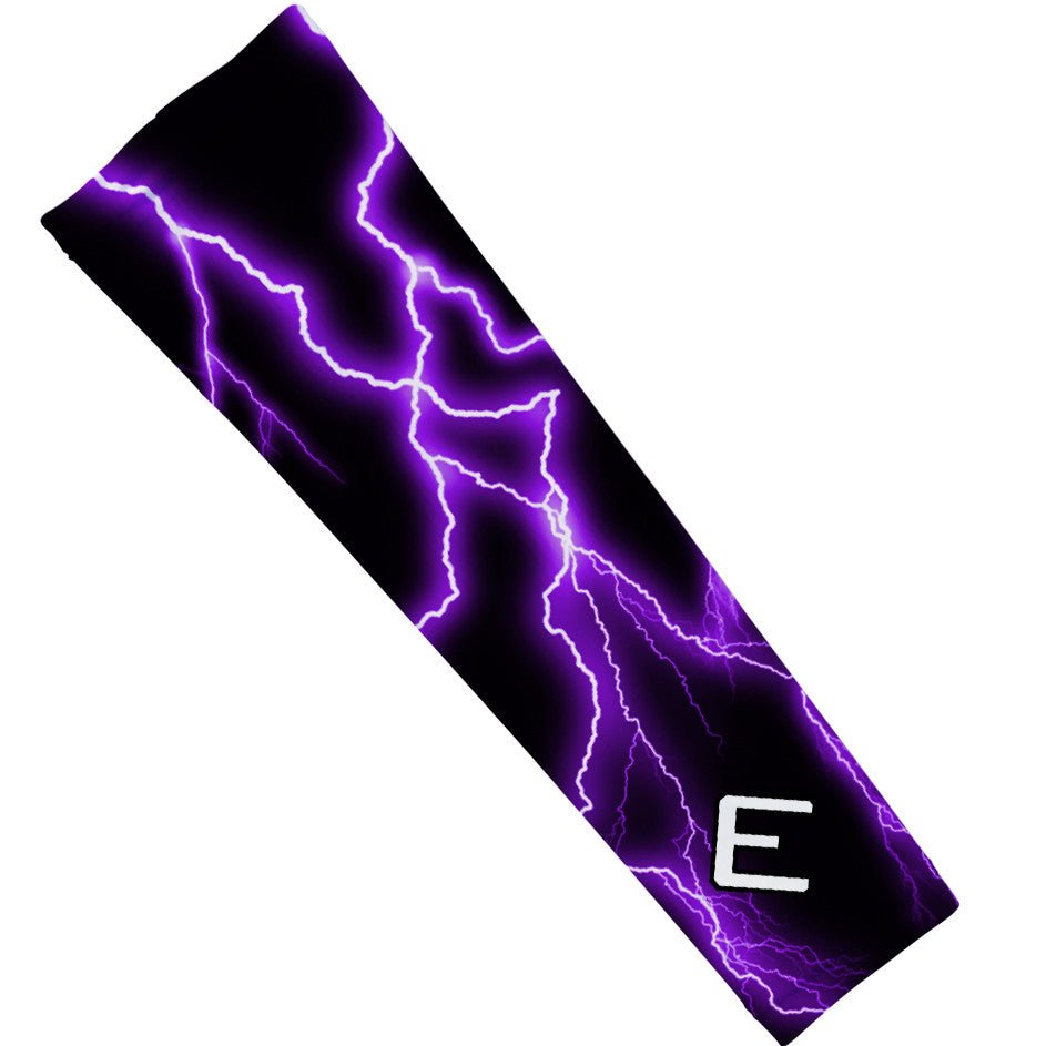 Purple Lightning Arm Sleeves for Sports & Outdoor Activities - UV Protection Compression Sleeves for Basketball, Running, Cycling & Fitness