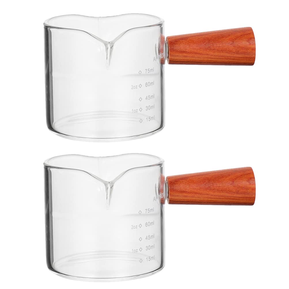 2-Piece Glass Measuring Cup Set - Double Pitcher Milk Cup for Espresso, Coffee & Latte Making - Heat-Resistant Espresso Pouring Cup & Shot Glass - Perfect for Baristas, Home Brewing & Coffee Shops