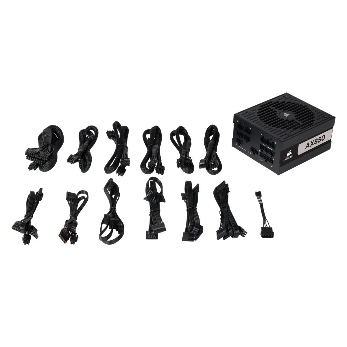 Corsair AX850 850W Fully Modular Power Supply 80 Plus Titanium Certified - High Efficiency PSU for Gaming PC, Workstation & Crypto Mining Rig