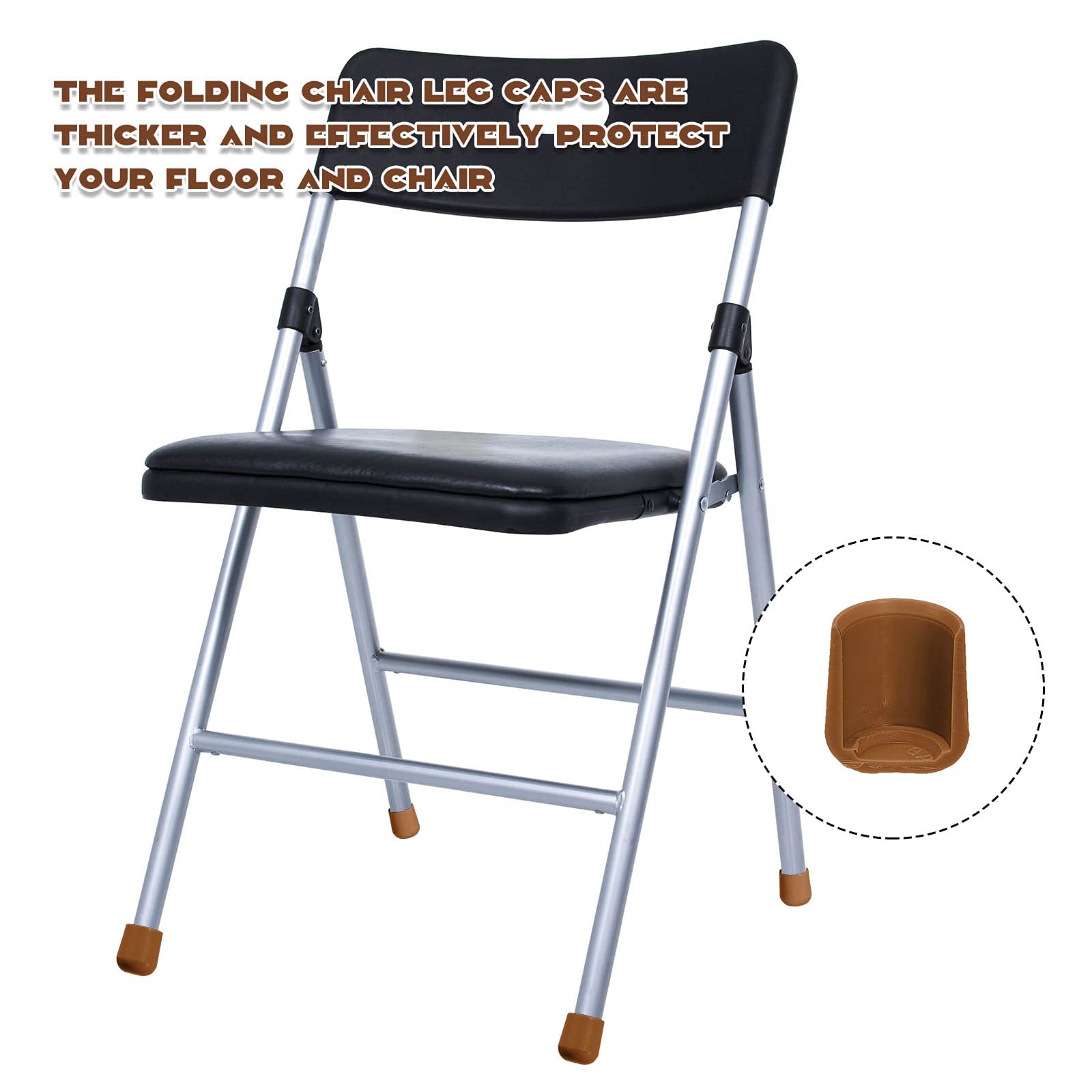 Jetec 144-Piece 7/8 Inch Heavy Duty Plastic Folding Chair Leg Caps - Non-Marring Furniture Glides & Hardwood Floor Protectors for Dining Chairs, Event Seating & Home Furniture Protection