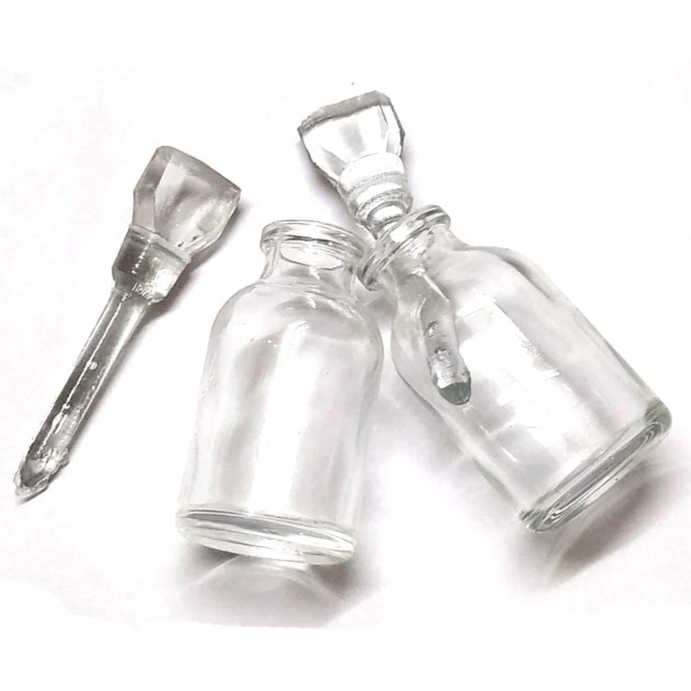 ATAR Gold Testing Empty Refillable Glass Bottles - 20ml (Pack of 2) for Jewelry Making, Essential Oils & DIY Liquid Storage | Reusable Transparent Containers