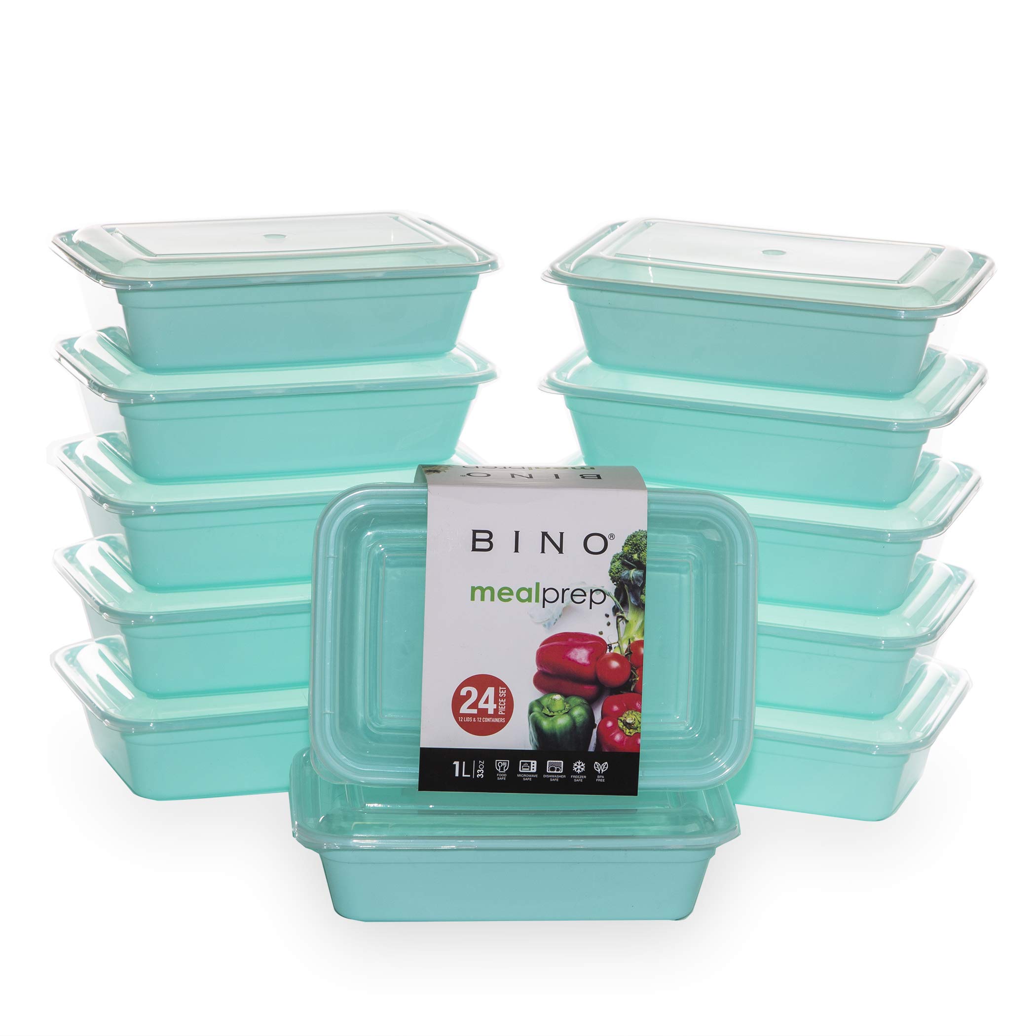 BPA-Free 12-Piece Light Blue Food Storage Containers Set with Lids - 33oz 1-Compartment Microwave, Freezer & Dishwasher Safe Meal Prep Containers | Perfect for Lunch Boxes, Leftovers & Kitchen Organization
