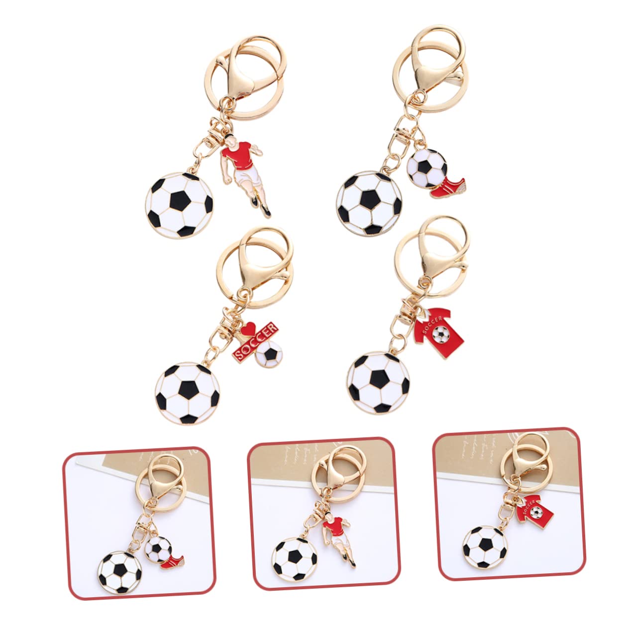 16 Pcs Football Keychain Set - Zinc Alloy Key Rings for Sports Fans & Gifts