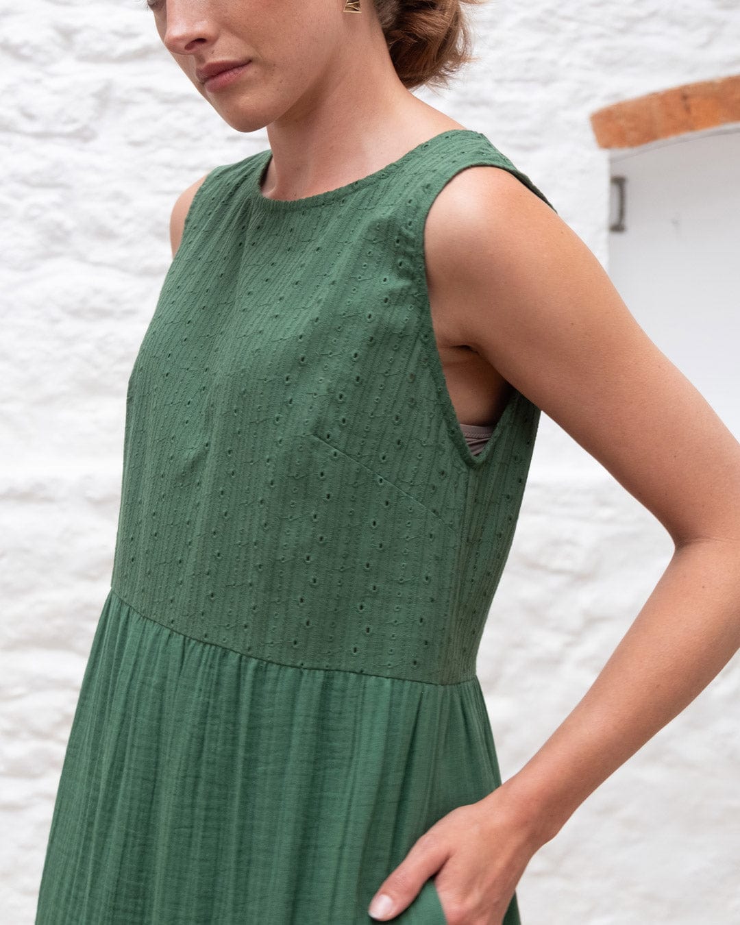 Elaine Cotton Day Dress for Women - Soft & Comfortable Forest Green Summer Dress | Perfect for Casual Outings, Brunch, and Beach Vacations