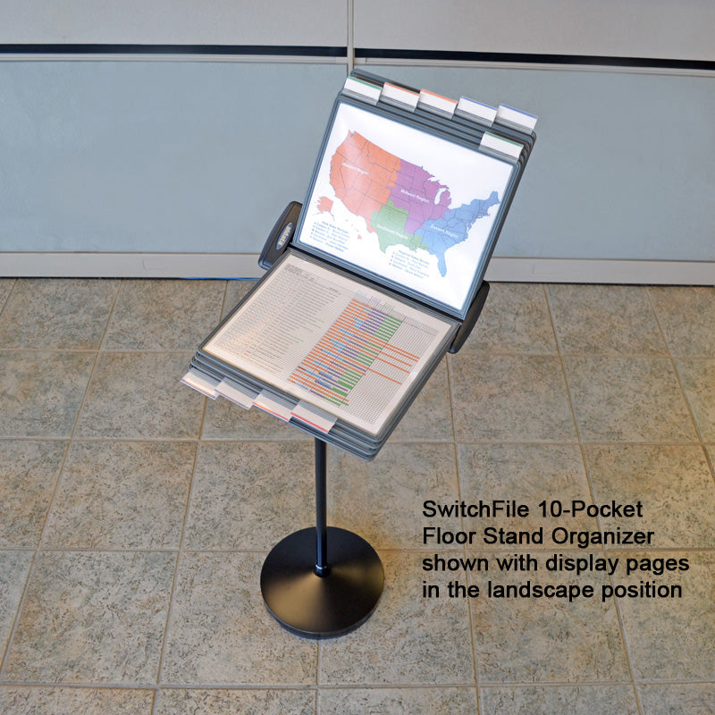 SwitchFile 10-Pocket Floor Stand Document Organizer - Perfect for Office, Classroom, and Home Filing System