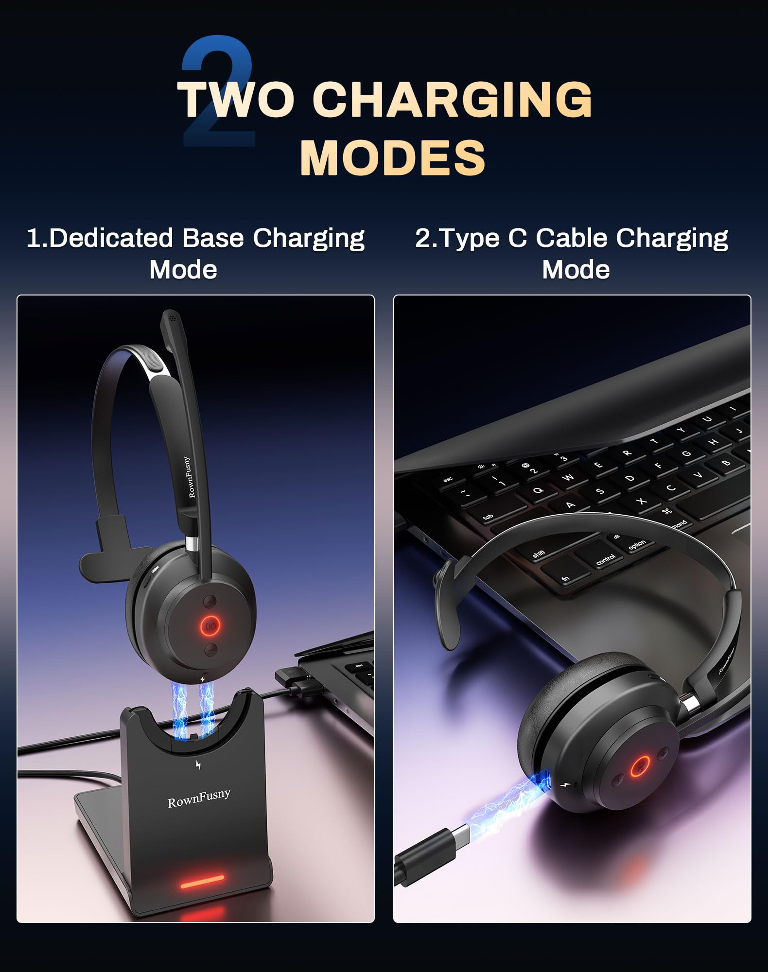 Bluetooth Wireless Headset with Microphone - Noise Cancelling Mono Headphones for PC, Laptop, Phone | USB Dongle & Bluetooth 5.3 | Ideal for Work, Zoom Meetings, Office Calls & Remote Working