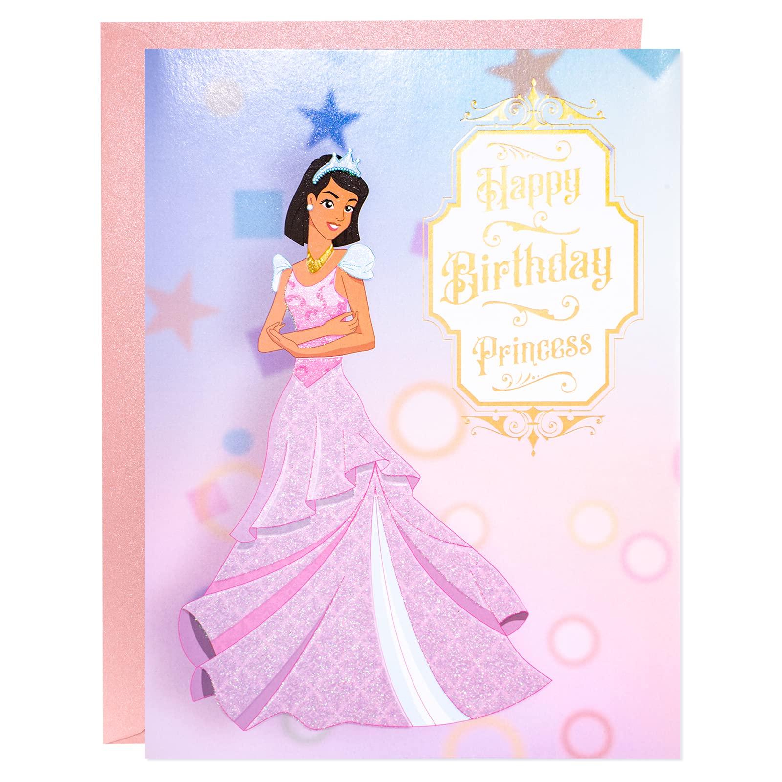 WRAPAHOLIC Birthday Card with Envelope - Elegant Princess Greeting Card for Girls, Baby Shower Invitation, 5.9x7.9 Inch - Perfect for Birthday Parties, Baby Showers & Special Celebrations