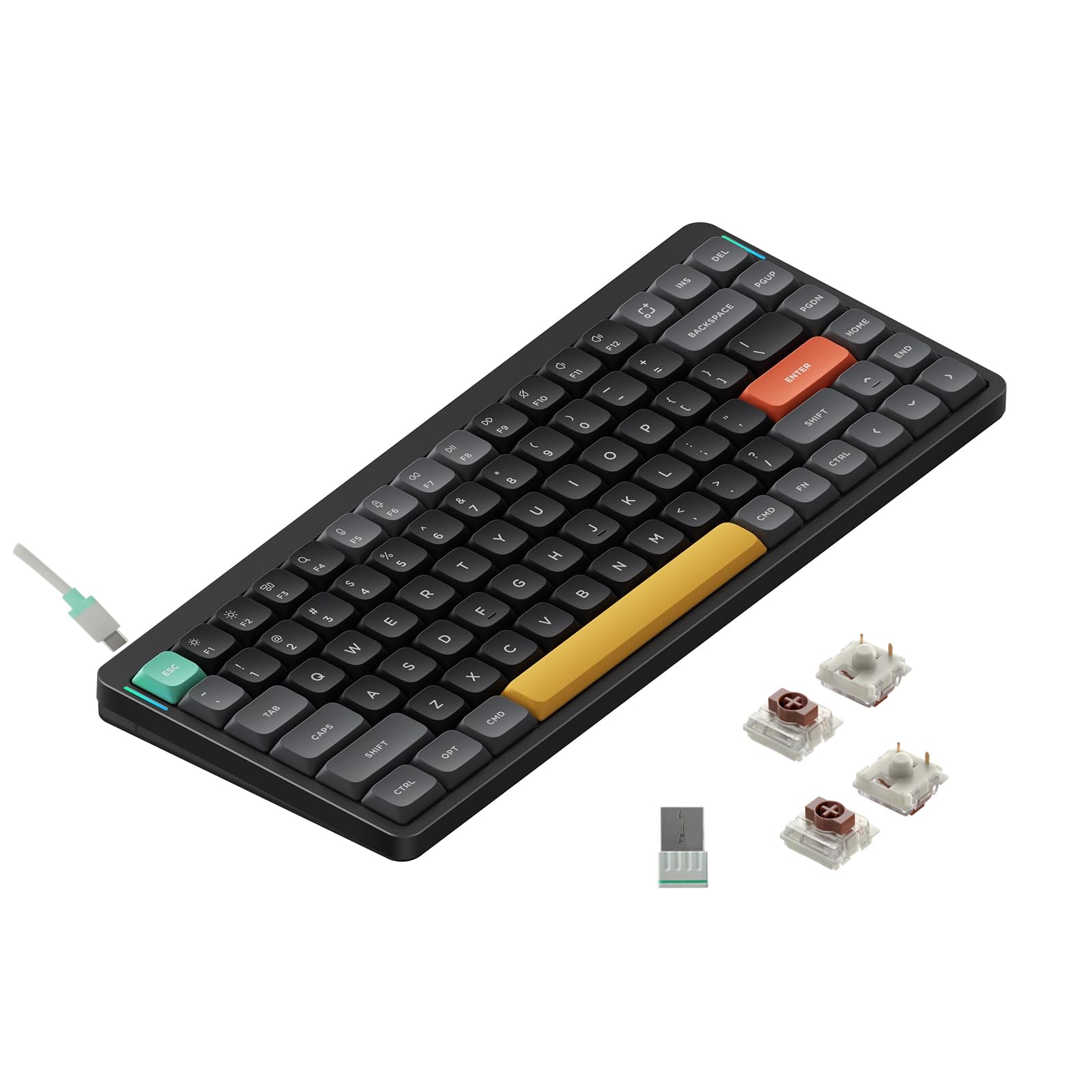Nuphy Air75 V2 75% Wireless Mechanical Keyboard - Bluetooth/2.4G/USB-C RGB Backlit, Low Profile Design with Gateron Brown Switches, Compatible with Windows/Mac/Linux - Perfect for Office Work, Gaming & Programming