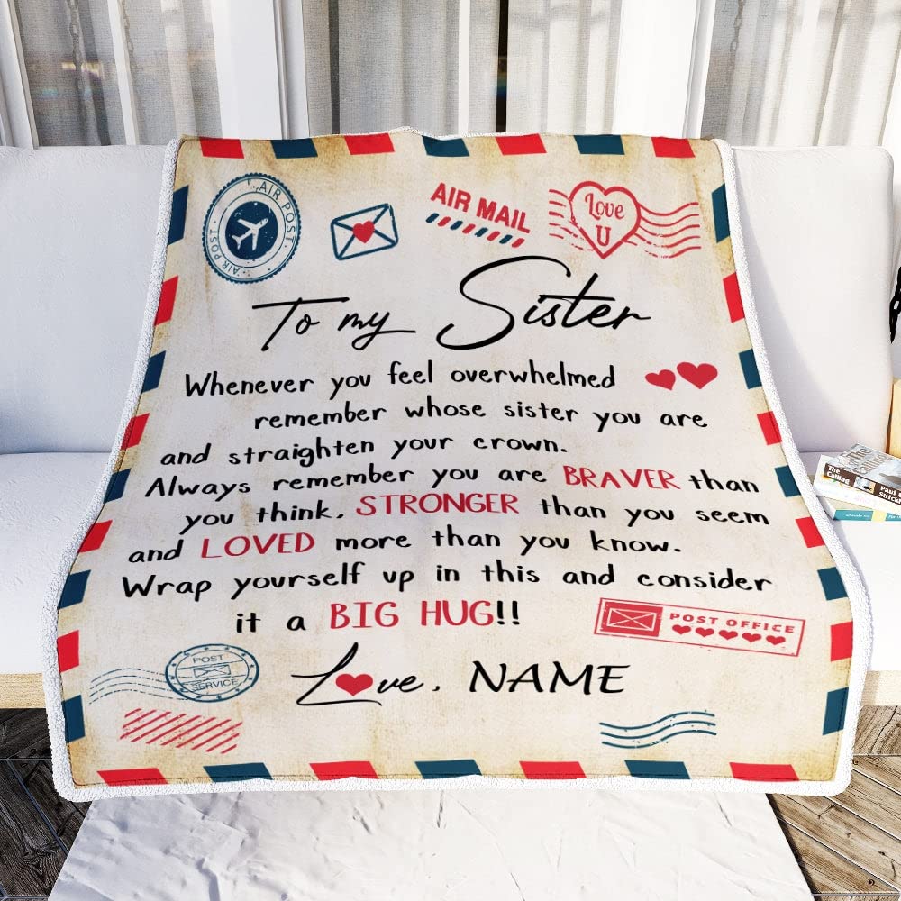 Custom Fleece Blanket for Sister - Personalized Gift from Brother, 60x80 Inch, Birthday Graduation Christmas Present - Cozy Throw for Home, Dorm, or Travel