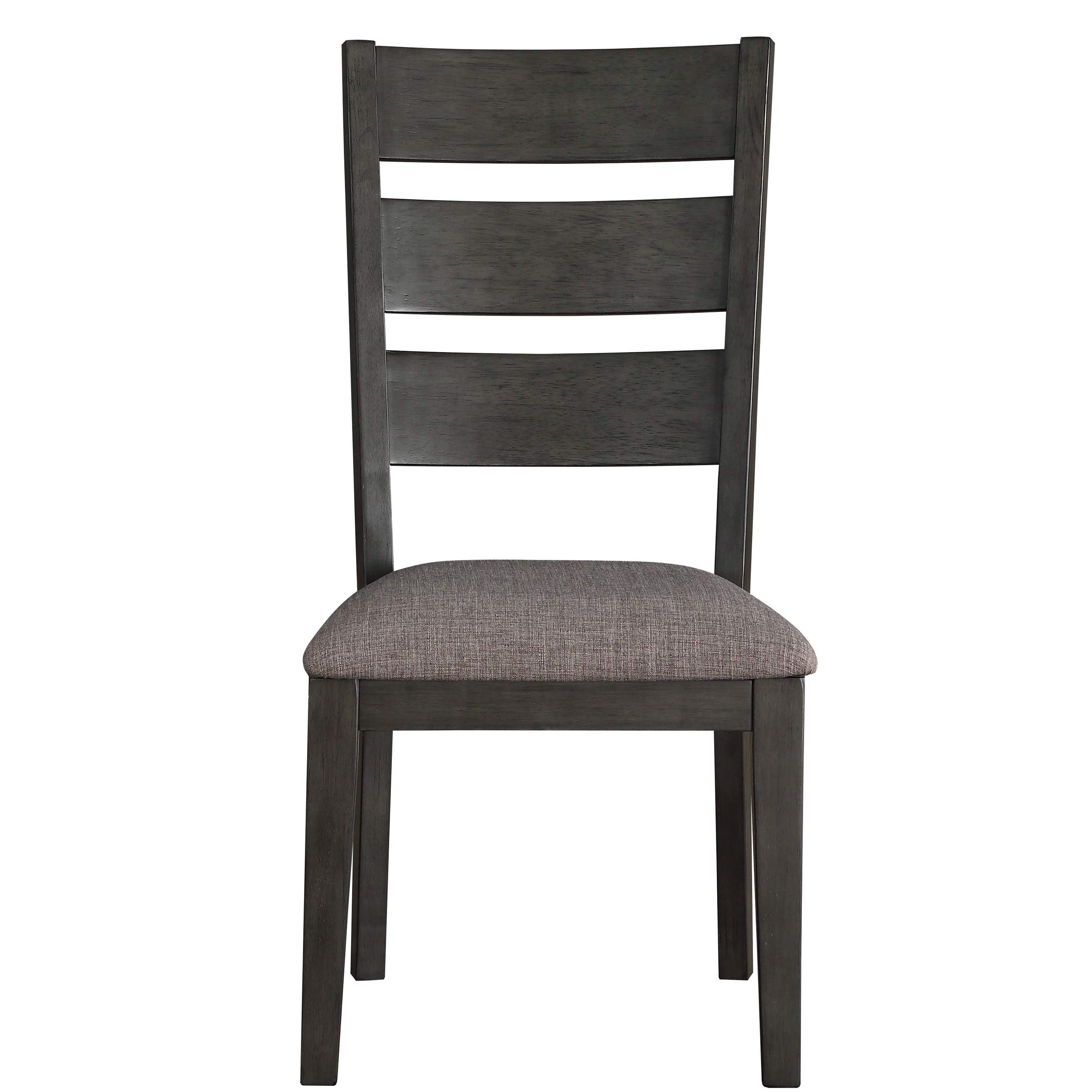 Benjara Transitional Wooden Side Chair with Fabric Padded Seat & Ladder Backrest - Gray - Perfect for Dining Room, Kitchen, or Home Office