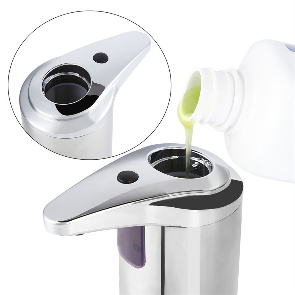 Automatic Touchless Soap Dispenser - Stainless Steel Hands-Free IR Sensor Liquid Soap Dispenser for Kitchen, Bathroom & Office Hygiene