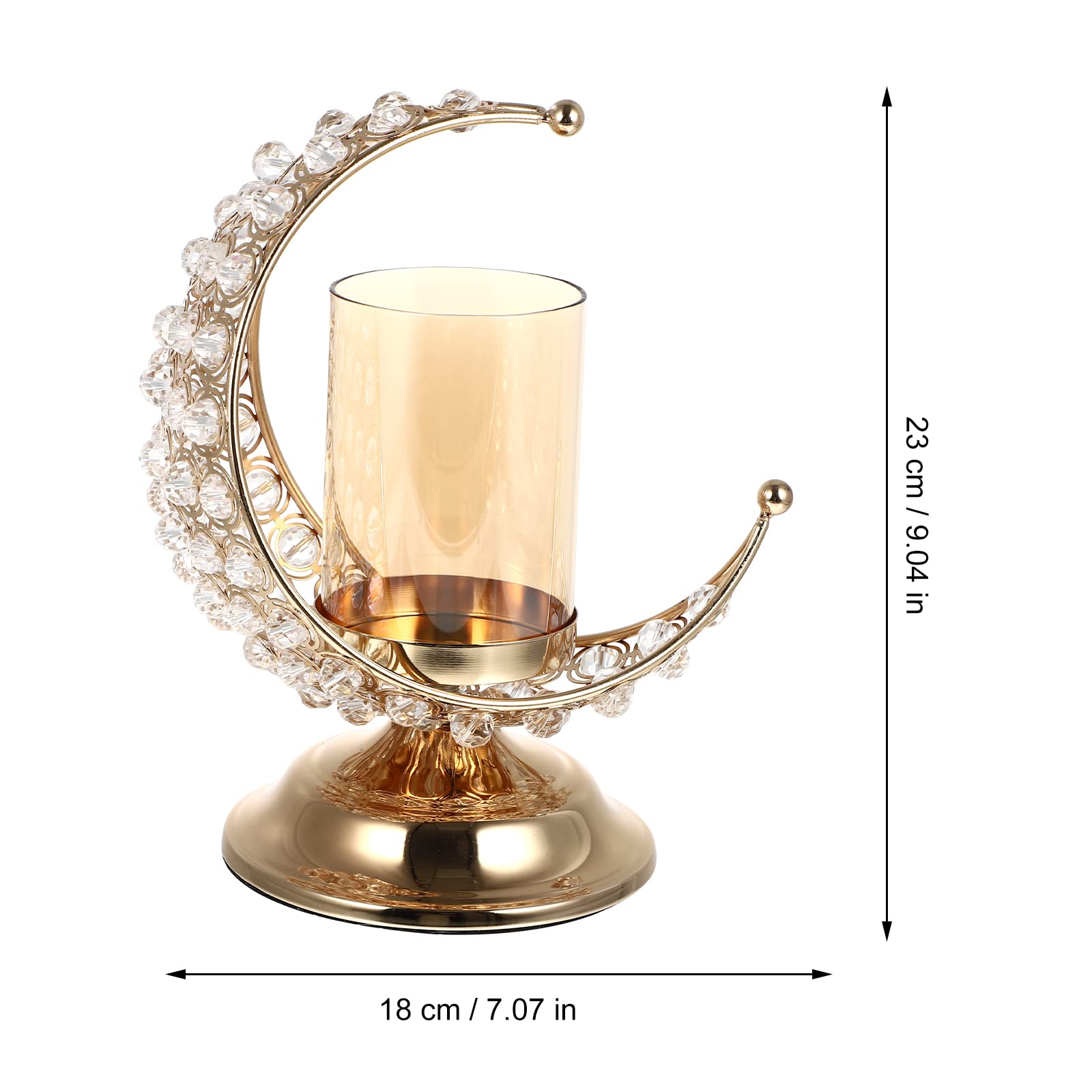 VALICLUD Ramadan Candle Holder - Crescent Moon Shaped Glass Crystal Tea Light Stand for Home Decor, Restaurant Table Centerpiece | Perfect for Ramadan, Eid, Wedding, Romantic Dinner & Holiday Decorations