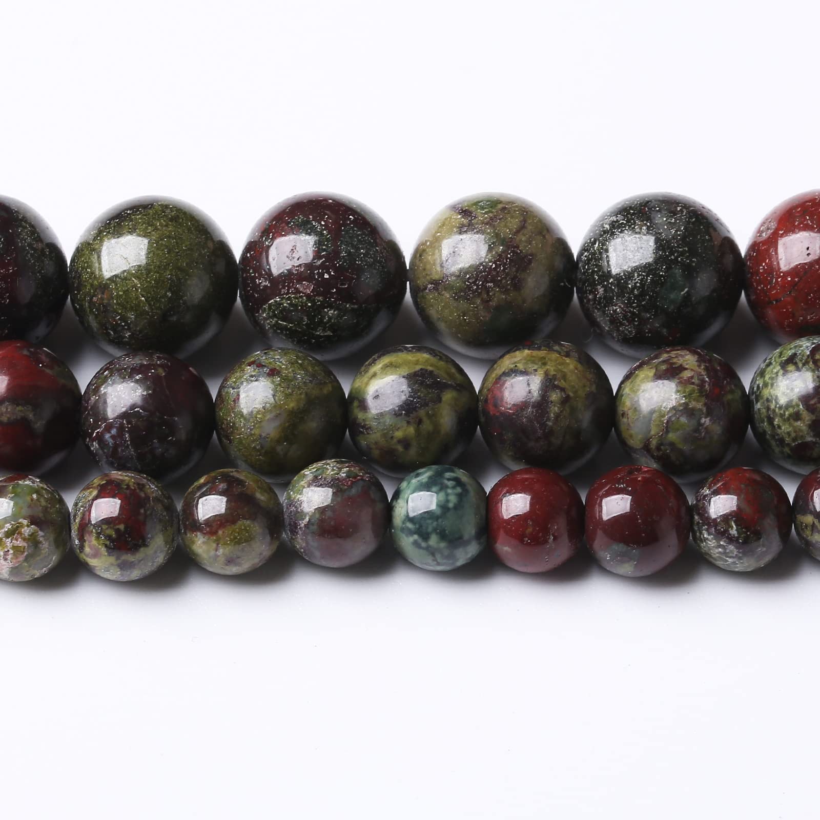 45PCS 8MM Natural Dragon Blood Stone Beads - Round Loose Gemstone Beads for Jewelry Making, DIY Bracelets, Necklaces - Healing Energy Stones for Chakra Balancing & Spiritual Wellness - Perfect for Meditation, Yoga & Gift Giving