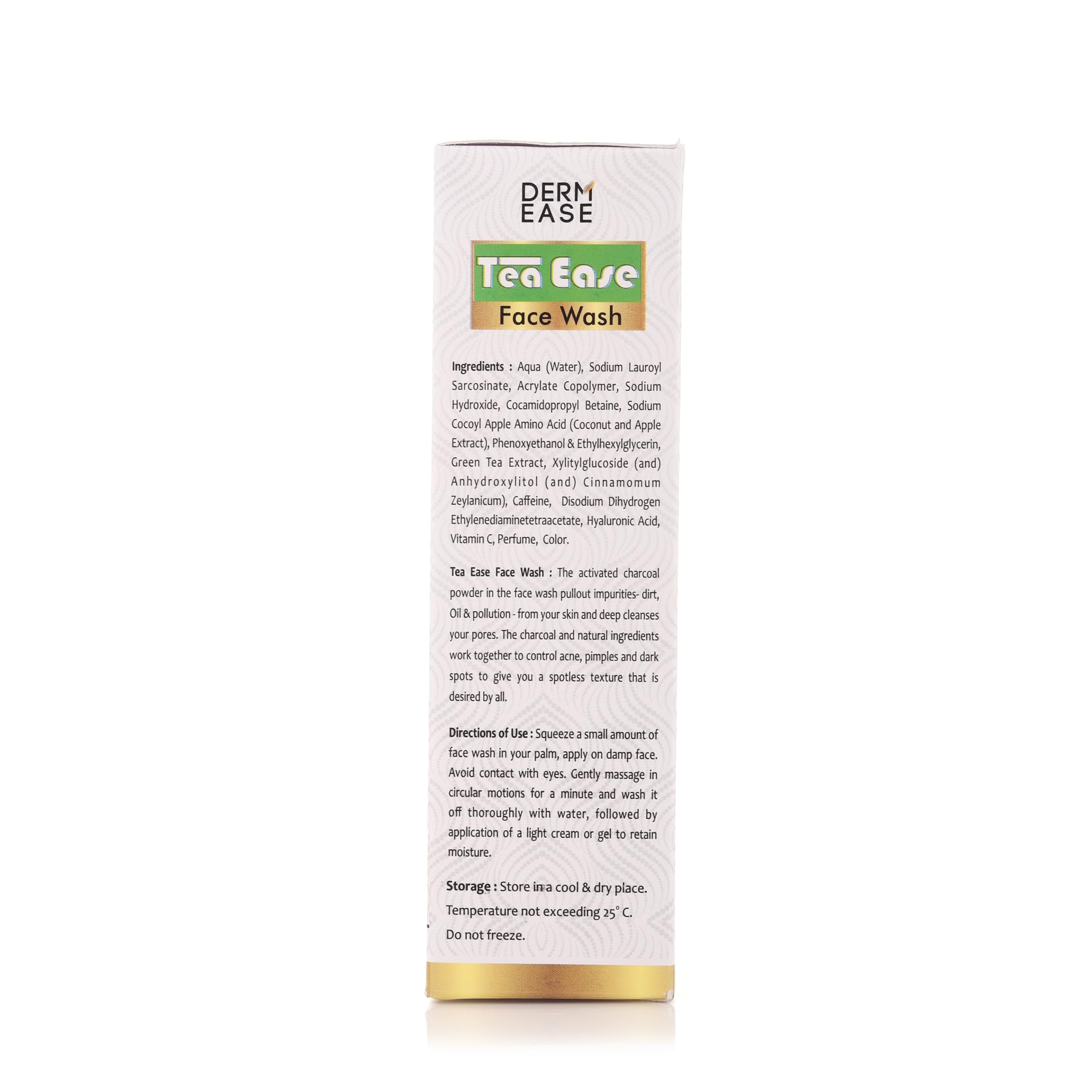 Derm Ease Tea Ease Face Wash - Gentle Cleanser for Acne & Sensitive Skin | Daily Skincare Routine for Clear & Glowing Complexion | Perfect for Morning & Night Use
