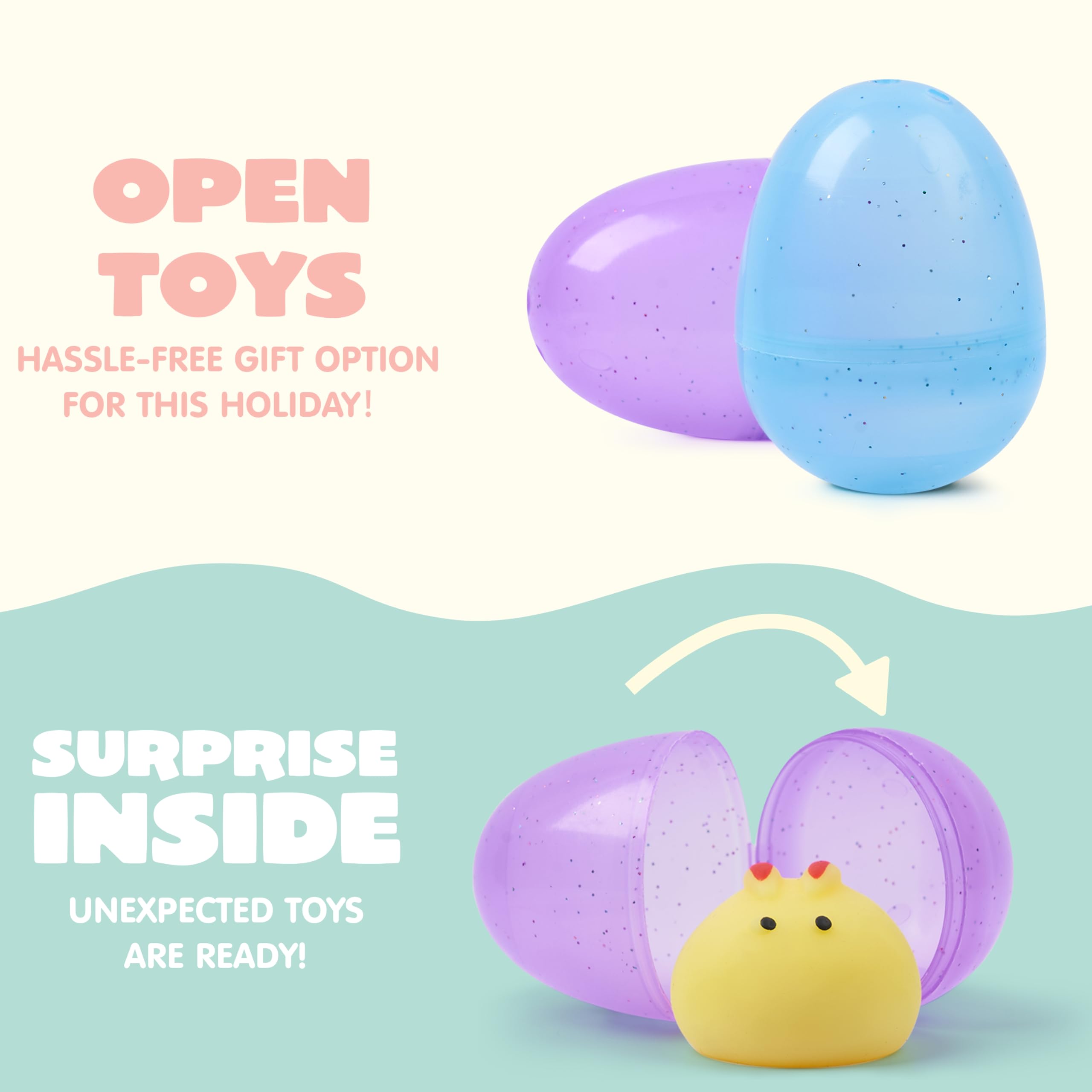 JOYIN 24 Pcs Easter Eggs with Mochi Squishy Toys - Animal Stress Relief Fidget Toys for Easter Basket Fillers, Kids Party Favors & Classroom Prizes - Perfect for Easter Egg Hunts, Birthday Parties & School Rewards