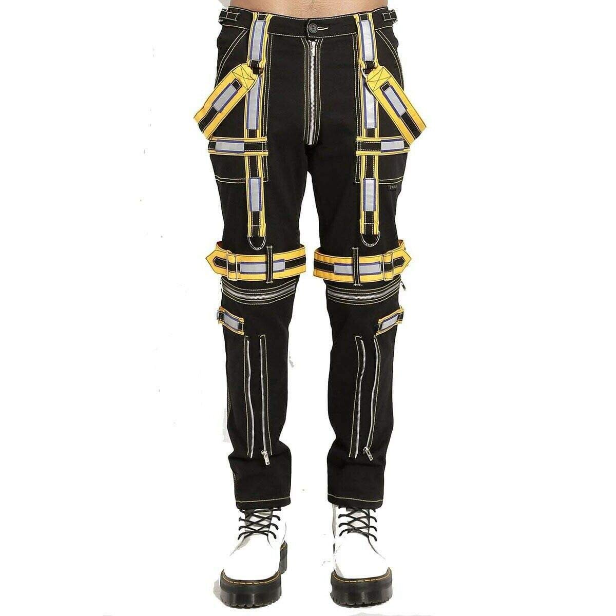 Premium Men's Black Electro Bondage Chain Jeans - Gothic Punk Rock Pants for Rave & Cyber Fashion | Edgy Streetwear & Clubwear | USA Sizing