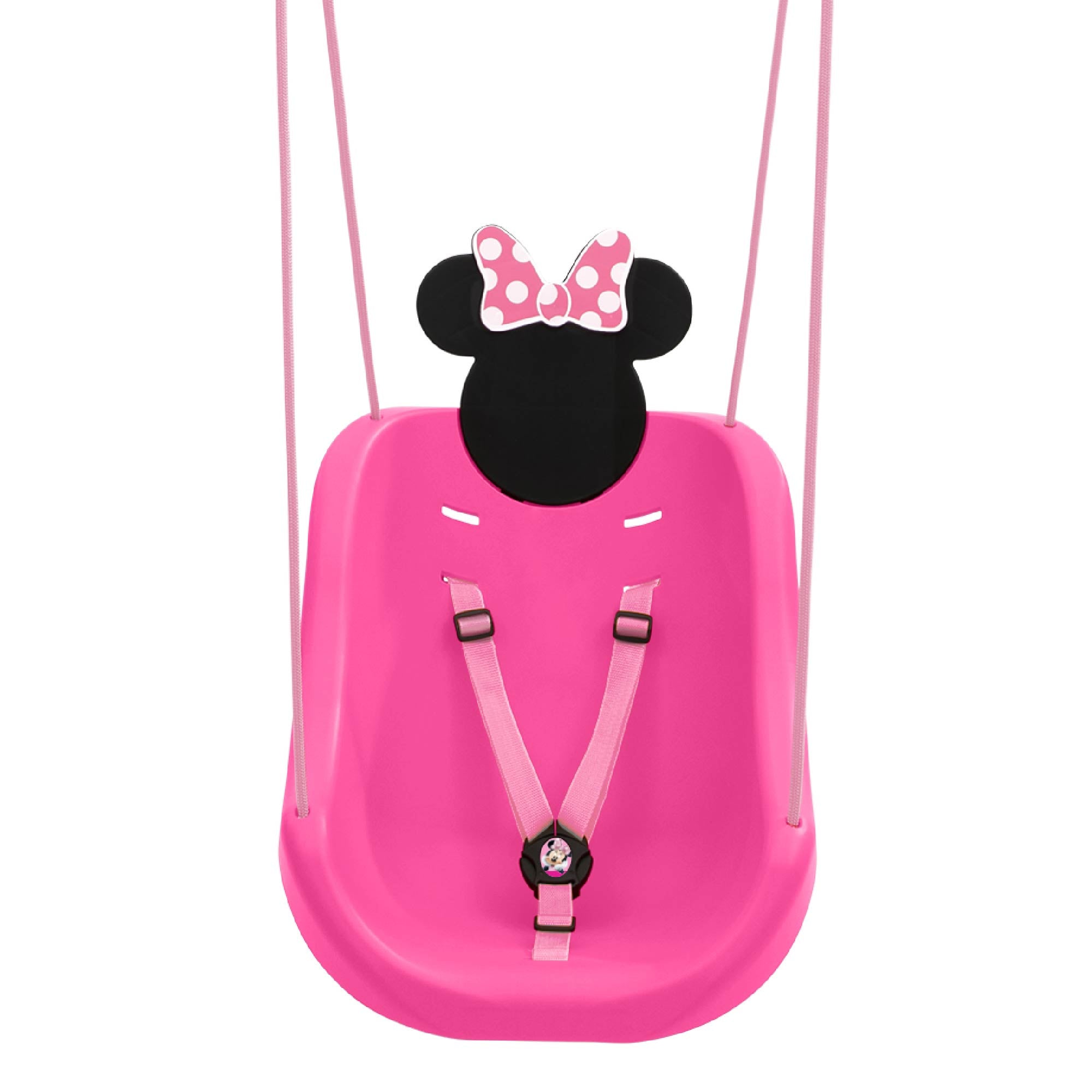 Minnie Mouse 2-in-1 Outdoor Kids Swing Set - Adjustable Toddler Swing with Safety Harness for Backyard Playground, Garden & Park Fun