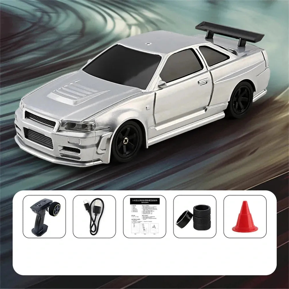 Jiabaile 1/43 Scale RC Drift Car with Gyro - 2.4G 4WD Ready-to-Run Remote Control Car - Perfect Gift for Kids & Adults - Ideal for Indoor Racing & Drifting Practice (Model 4301/02/03/04)