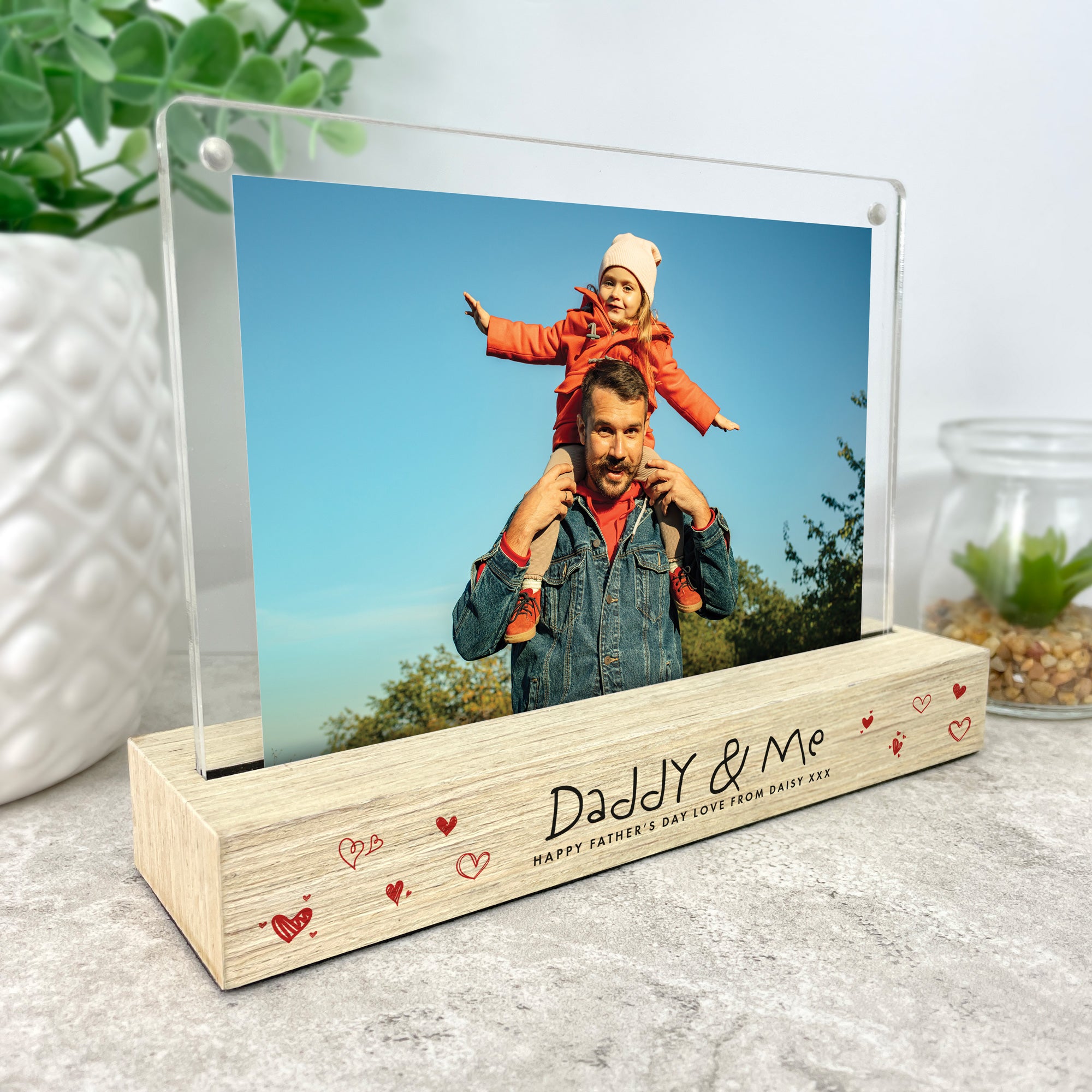 Personalized Kids Handwriting Style Wooden Base 6x4 Photo Frame - Perfect for Children's Room Decor, Nursery Wall Art & Gift for Birthdays, Christmas