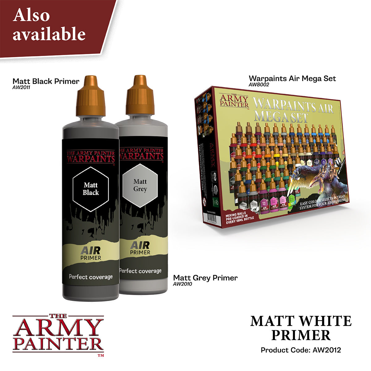 Warpaints Air Matt White Primer - 100ml for Miniature & Model Painting - Perfect for Warhammer, D&D, and Scale Models