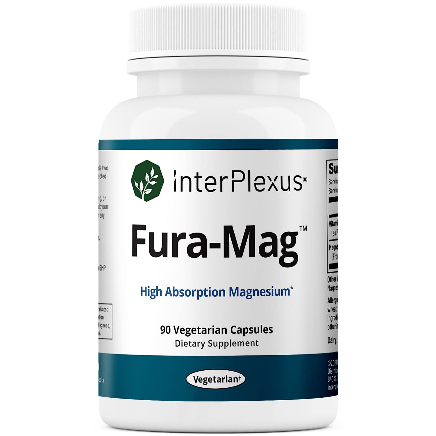 InterPlexus Fura-Mag - Premium Bioavailable Magnesium Supplement with Vitamin B6 - Gluten Free, Dairy Free, Soy Free - 90 Capsules (90 Servings) - Supports Muscle Relaxation, Sleep & Stress Relief for Active Lifestyles