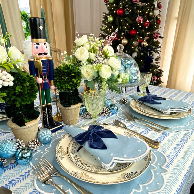 Blue Ava Placemats Set of 4 - Waterproof & Non-Slip Dining Table Mats for Everyday Use, Dinner Parties & Home Decor