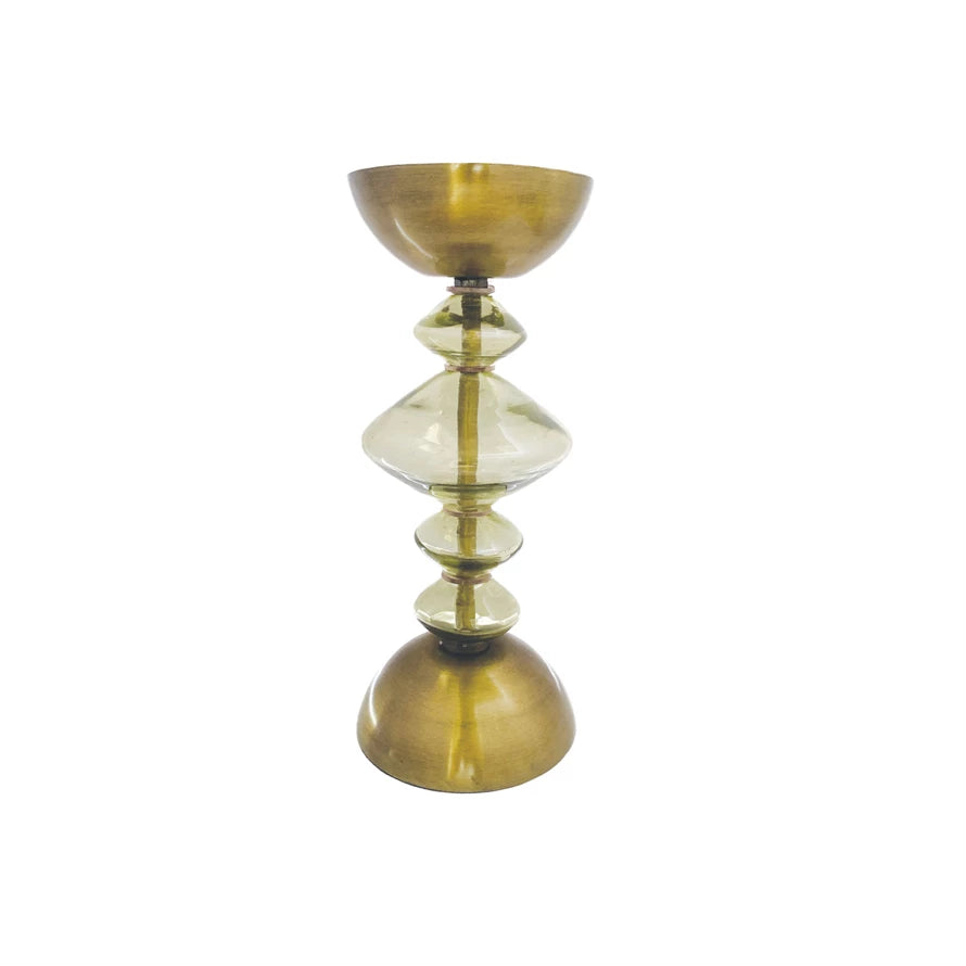 Elegant Green Glass Candle Pillar Holder - Perfect for Weddings, Home Decor, and Romantic Dinner Settings
