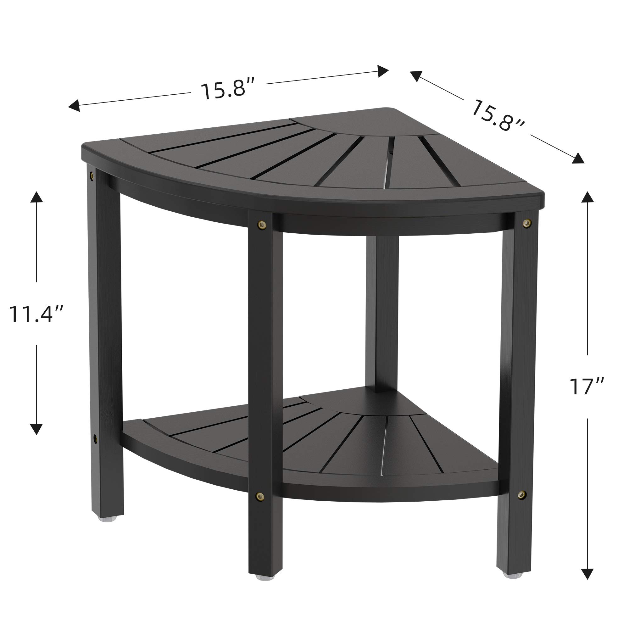Premium Bamboo Shower Stool with Storage Shelf - Waterproof Bath Seat Bench for Shaving Legs, Elderly & Spa Use - Perfect for Bathroom, Shower & Relaxation