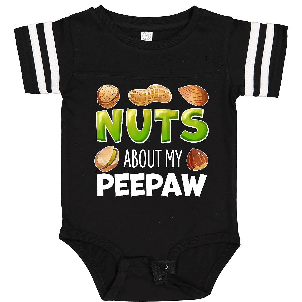 Inktastic Nuts About My Peepaw Peanut Almond Pistachio Baby Bodysuit - Cute Funny Infant Onesie for Grandparents Day, Family Reunions & Photo Shoots