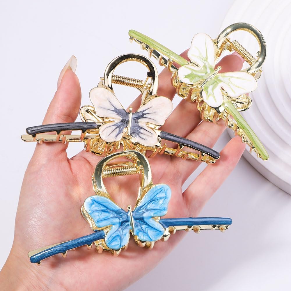 Truvic Large Butterfly Hair Claw Clip for Women & Girls - Enamel Multicolor Hair Clutch (1 Pack, Random Color) | Perfect for Updos, Ponytails & Everyday Hairstyles
