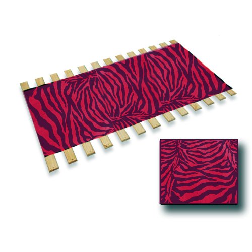 Custom Full Size Bed Slats with Neon Red Zebra Print Fabric - Reinforced Support for Box Spring & Mattress | Ideal for Bed Frame Stability & Comfort