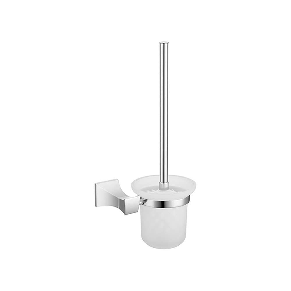 VVW&LIU Modern Chrome Bathroom Accessories Set - Stainless Steel Square Toilet Paper Holder, Robe Hook, Towel Bar & Glass Shelf (BA0017CP, 86