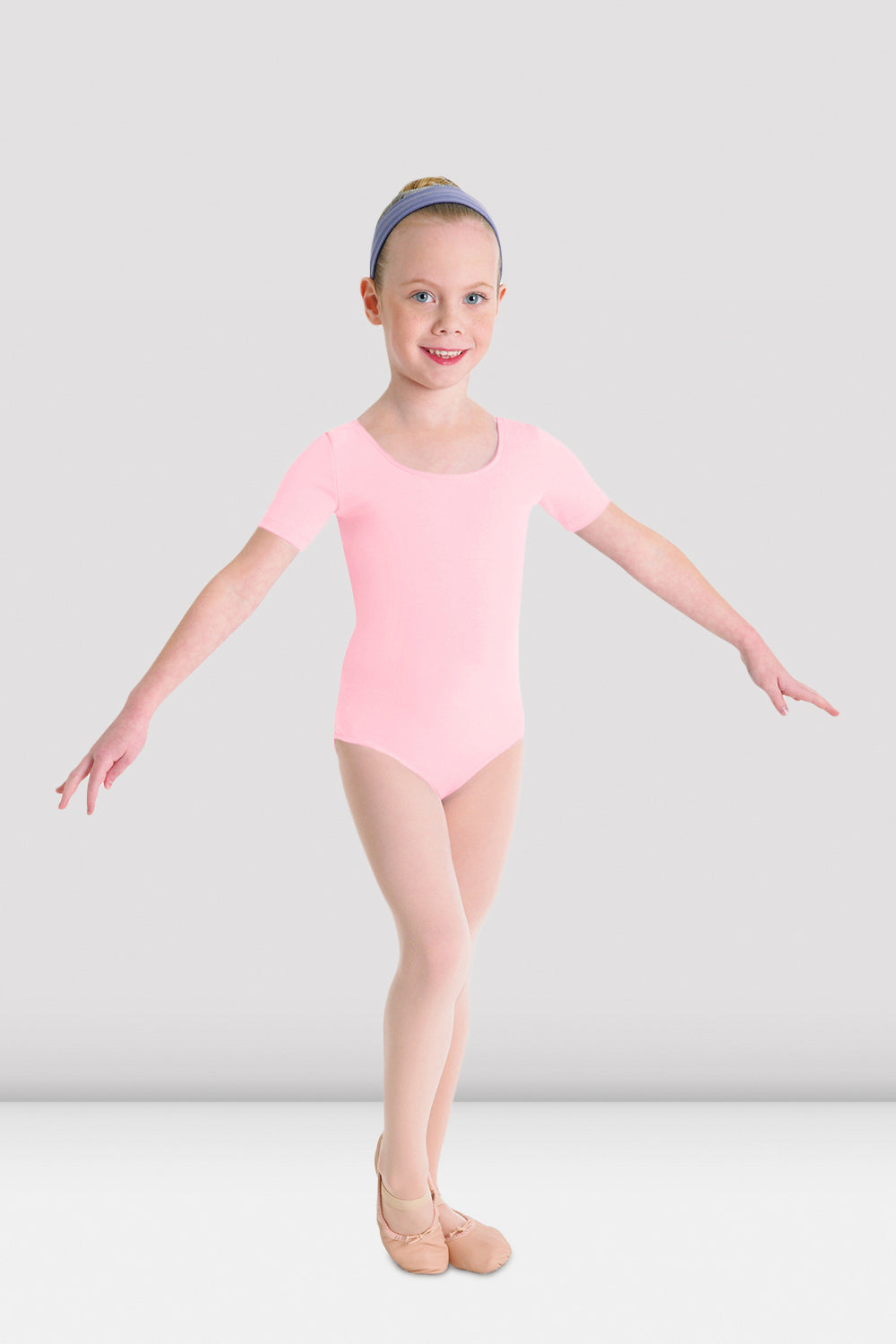 Girls Short Sleeve Round Neck Leotard - Ballet Dance Gymnastics Practice Wear for Toddlers & Kids - Comfortable Stretchy Cotton Blend for Dance Class, Performance & Recital