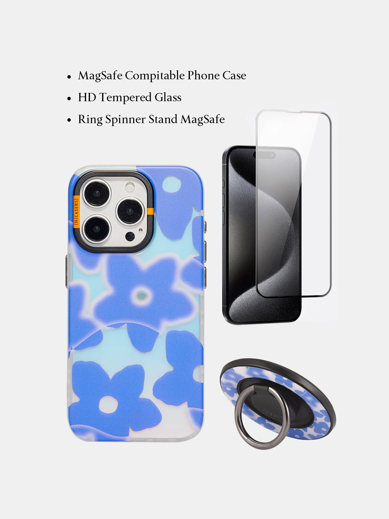 Foggy Florals Phone Case - Azure Blue | Premium Protective Cover for iPhone & Samsung | Perfect for Everyday Use & Travel