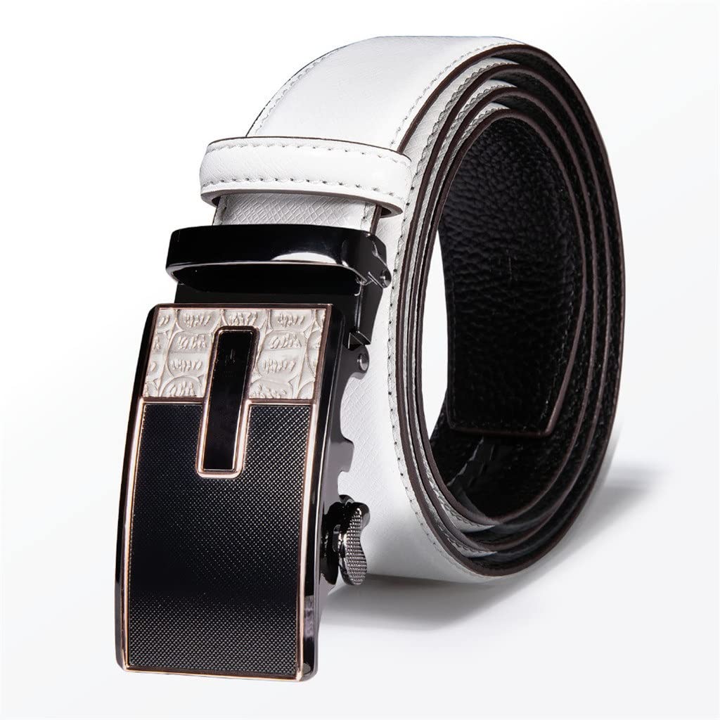 Premium Genuine Cowhide Leather Belt for Men - Automatic Buckle, Adjustable & Stylish - Perfect for Business, Casual & Formal Wear - Ideal Gift for Dad, Husband & Boyfriend