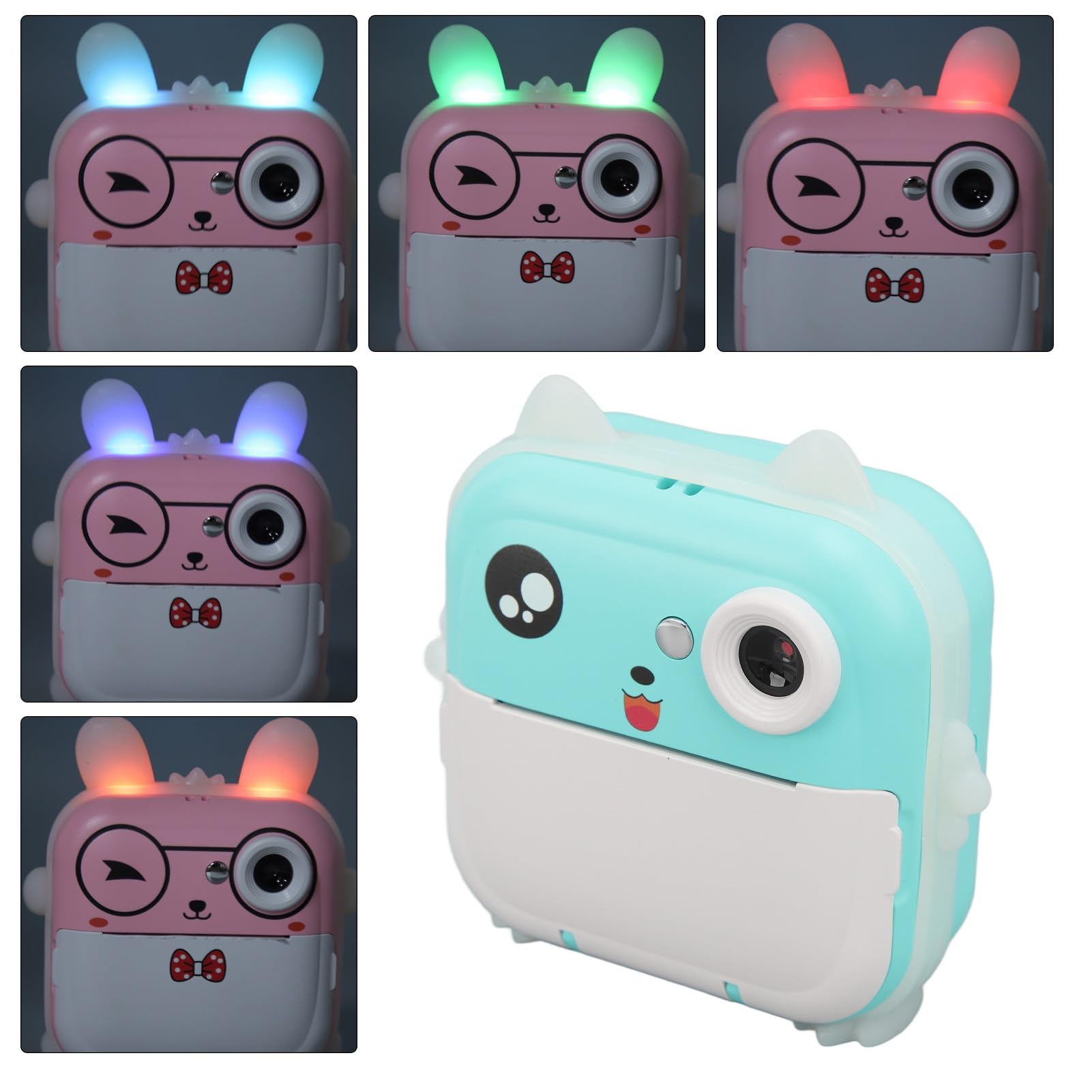 24MP Multi M Cartoon Digital Camera with Thermal Printer - Portable Pocket-Sized Kids Camera for Creative Photography (Blue) | Perfect for Birthday Gifts, Travel Souvenirs & DIY Art Projects