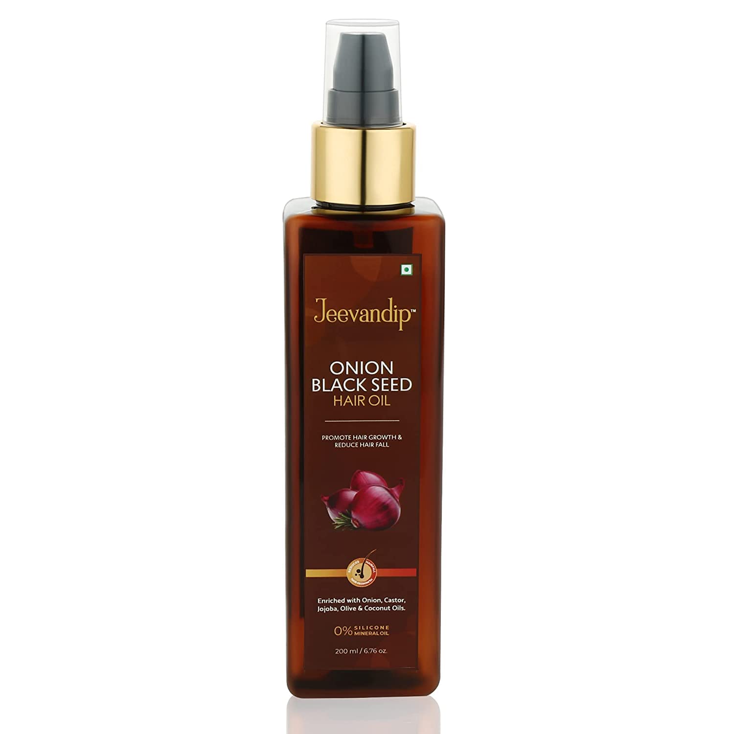 Jeevandip Advanced Black Seed & Onion Hair Oil for Hair Growth - Reduces Hair Fall with Natural Ingredients, Vitamin E - Promotes Thicker, Healthier Hair (200ml) - Ideal for Daily Scalp Massage & Damaged Hair Repair