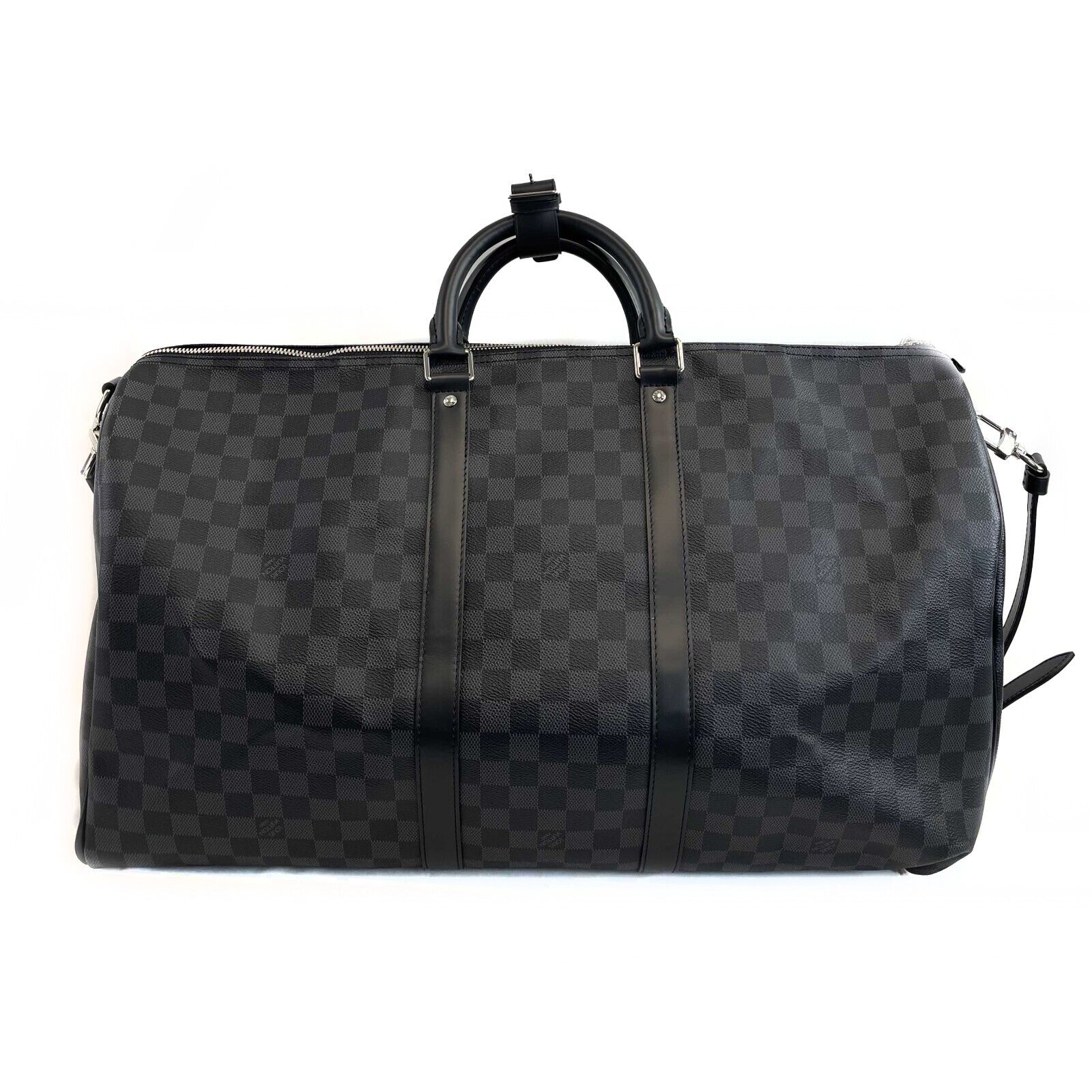 Authentic Louis Vuitton Keepall Bandouliere 55 Monogram Eclipse Duffle Bag with Dust Bag & Original Box - Perfect for Travel, Gym & Weekend Getaways