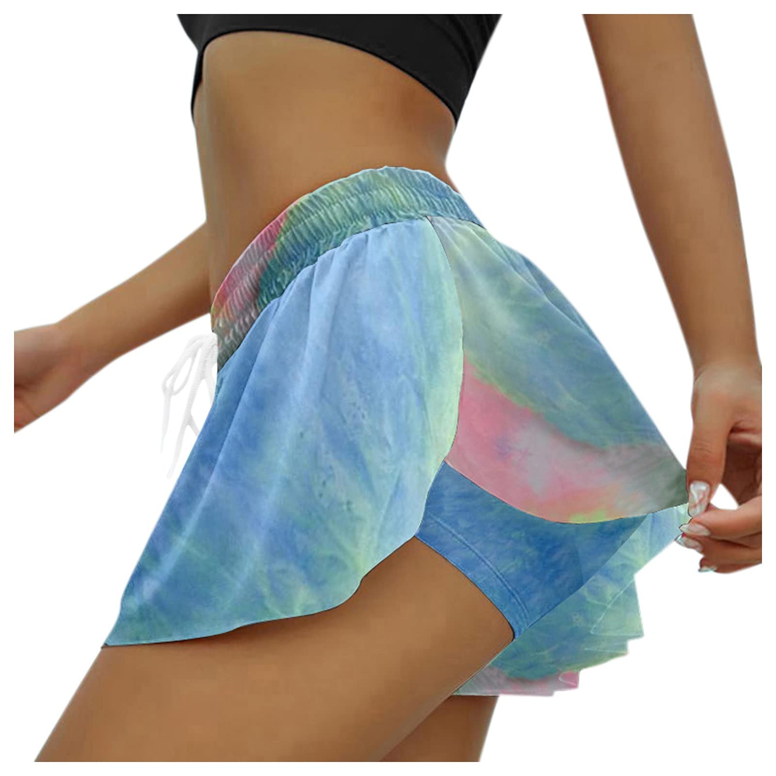 BEUU Women's 2-in-1 Running Shorts with Liner - Lightweight Quick-Dry Athletic Shorts for Workout, Gym, Yoga & Sports | High Waist Elastic Drawstring Comfort | Perfect for Jogging, HIIT & Summer Outdoor Activities