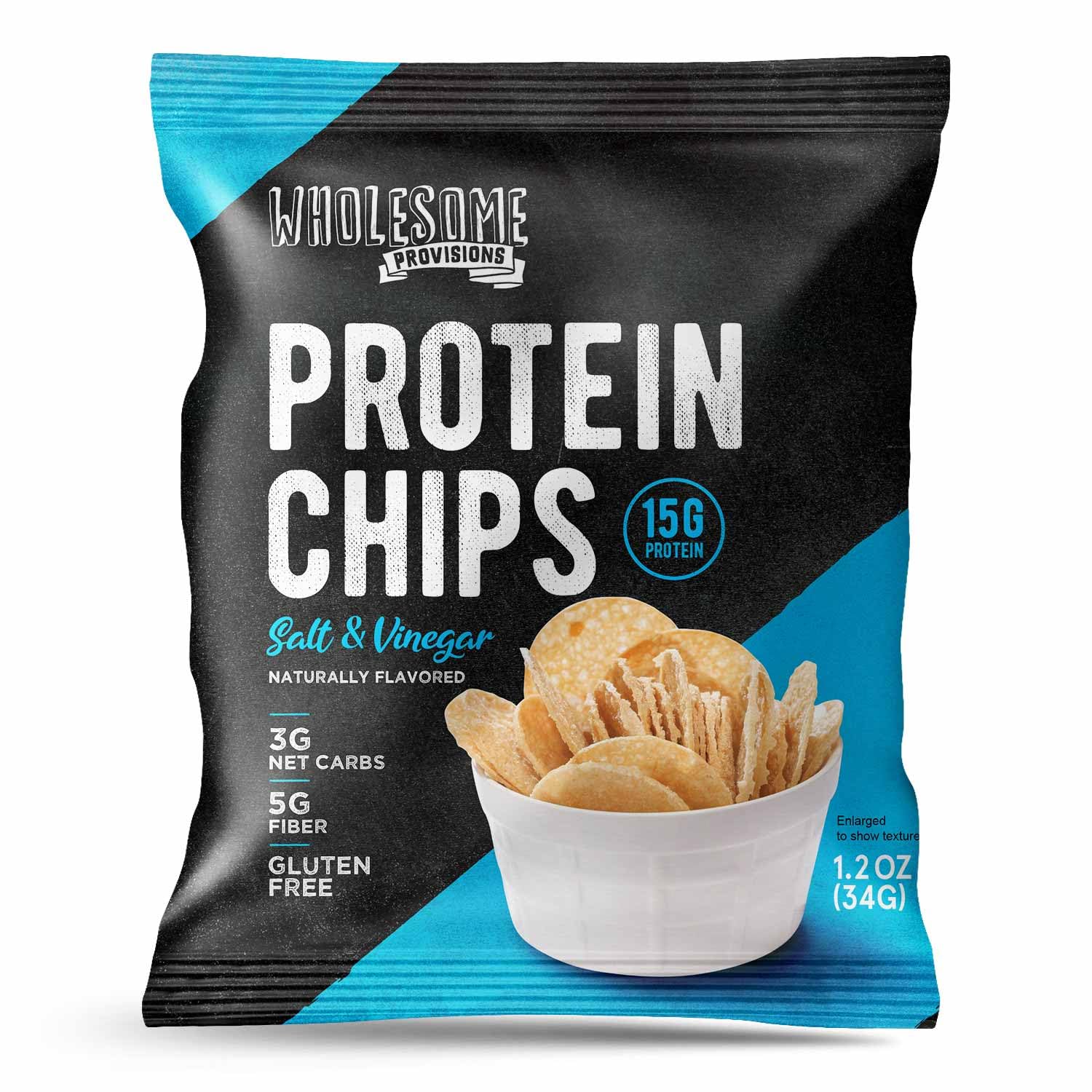 High Protein Chips - 14g Protein, 3-4g Net Carbs, Gluten Free, Keto & Low Carb Snacks - Protein Crisps - USA Made Sea Salt Vinegar Flavor (4 Pack) - Perfect for Keto Diet, Weight Loss & Healthy On-the-Go Snacking