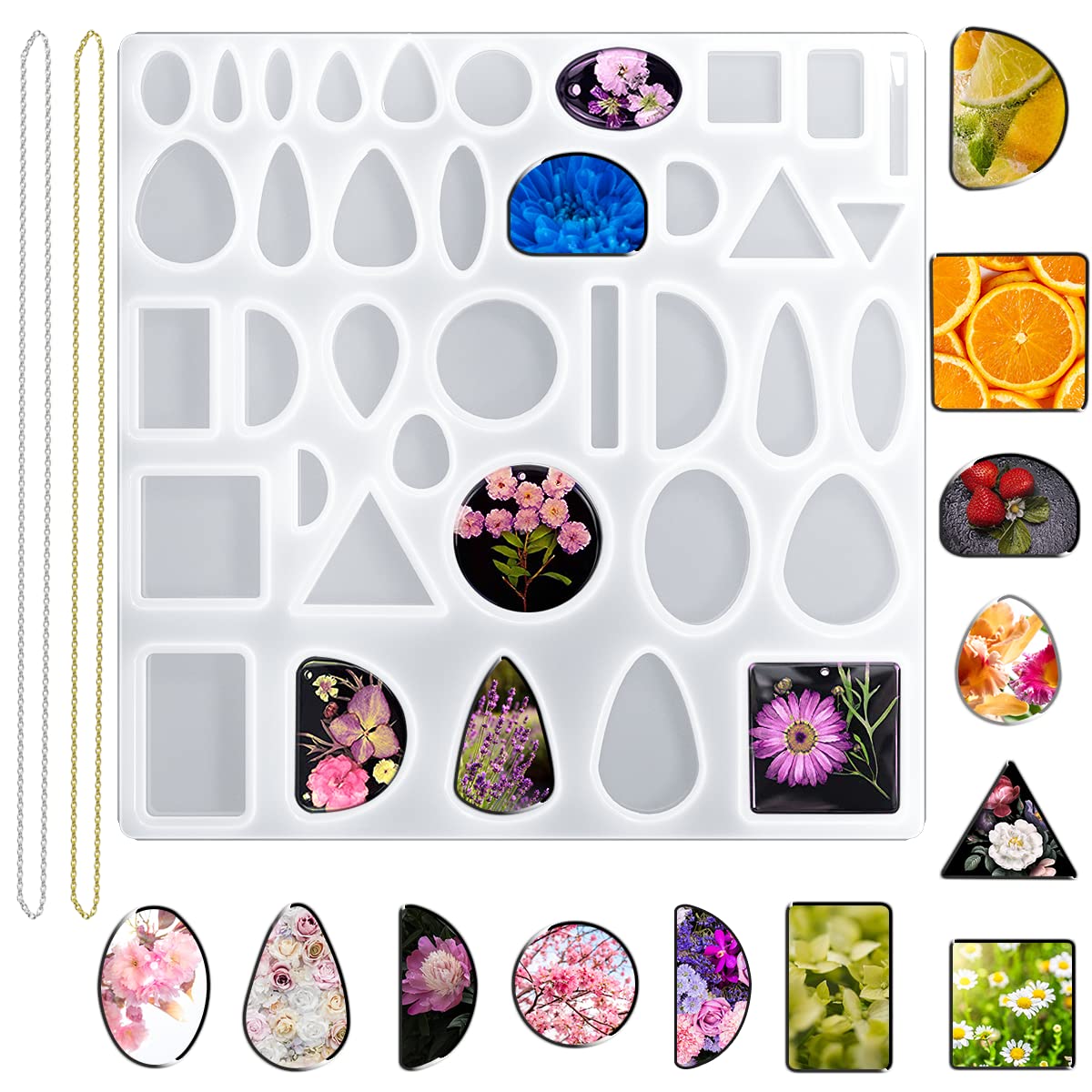 Resin Jewelry Molds - DIY Silicone Molds for Epoxy Resin Casting, Pendants, Keychains, Necklaces & Earrings - Perfect for Handmade Jewelry Making & Crafting Projects (Great for Gifts, Home Decor & Fashion Accessories)
